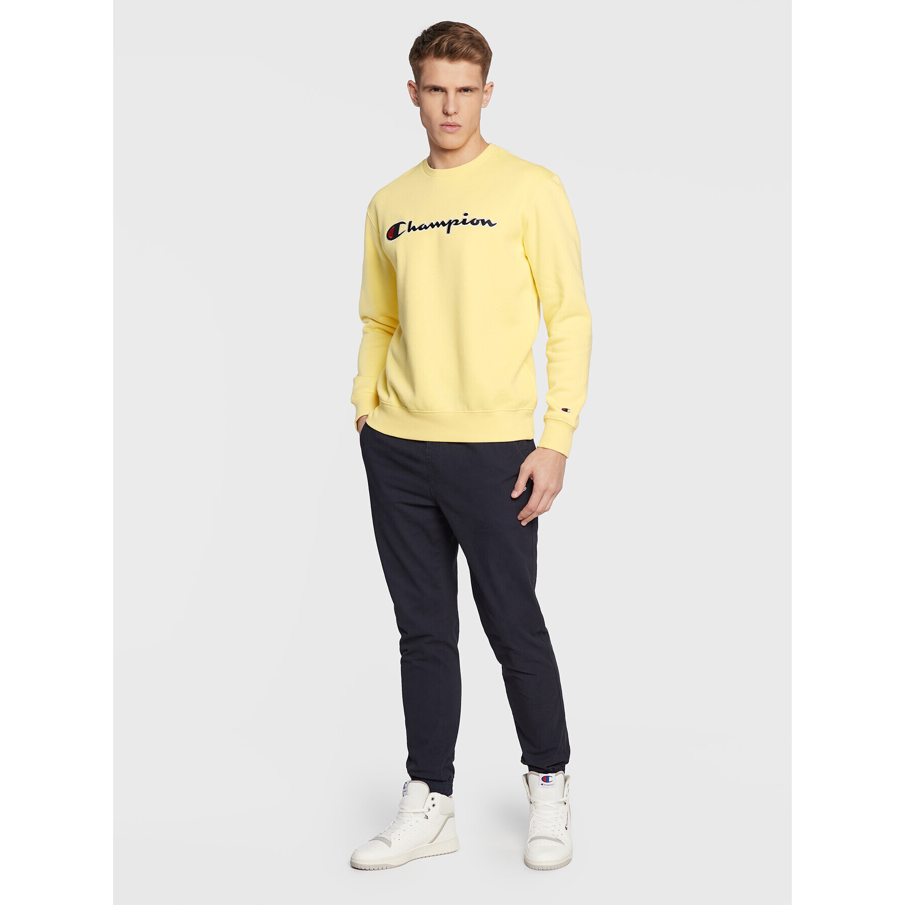 Champion Bluză Embroided Script Logo 217859 Galben Regular Fit - Pled.ro