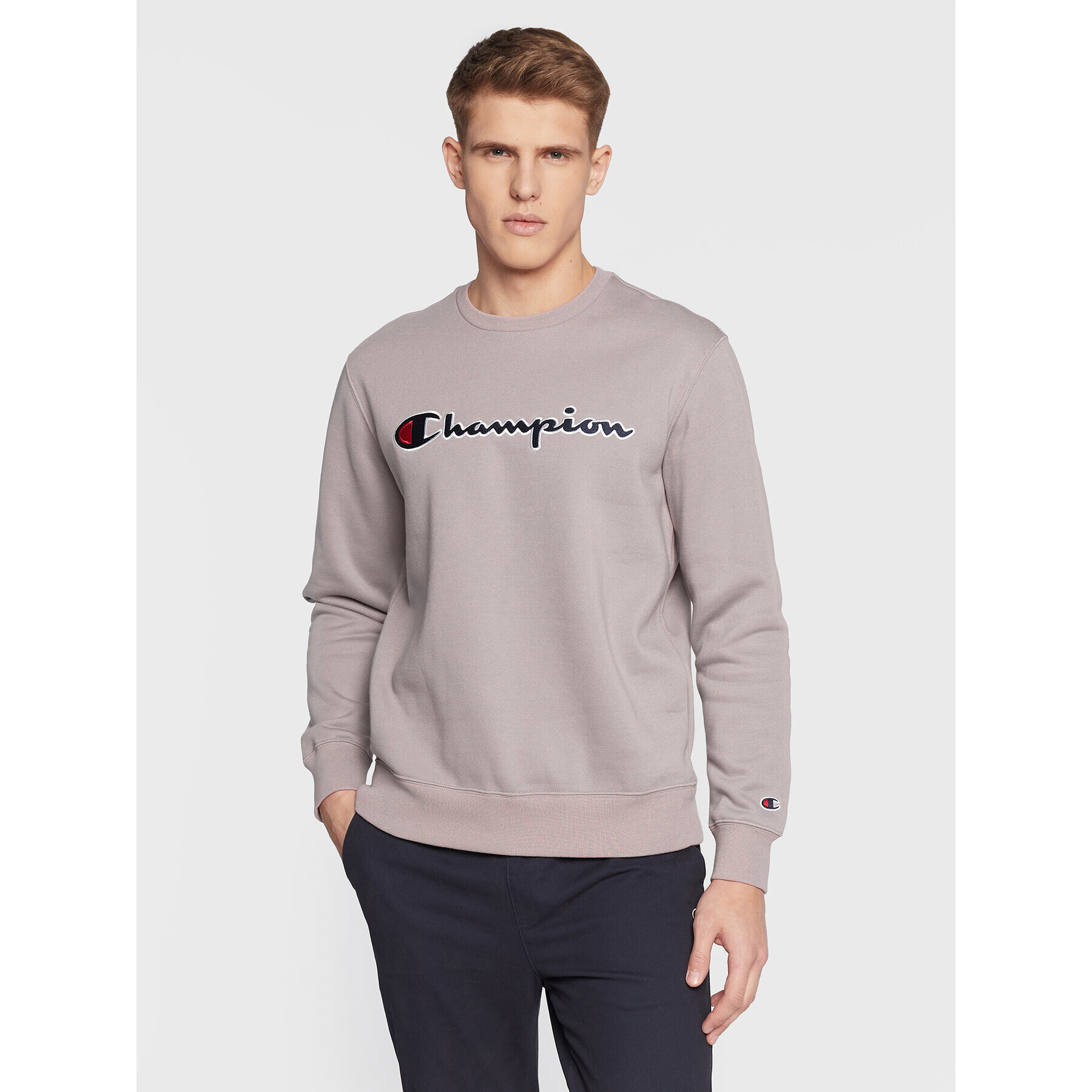 Champion Bluză Embroided Script Logo 217859 Violet Regular Fit - Pled.ro