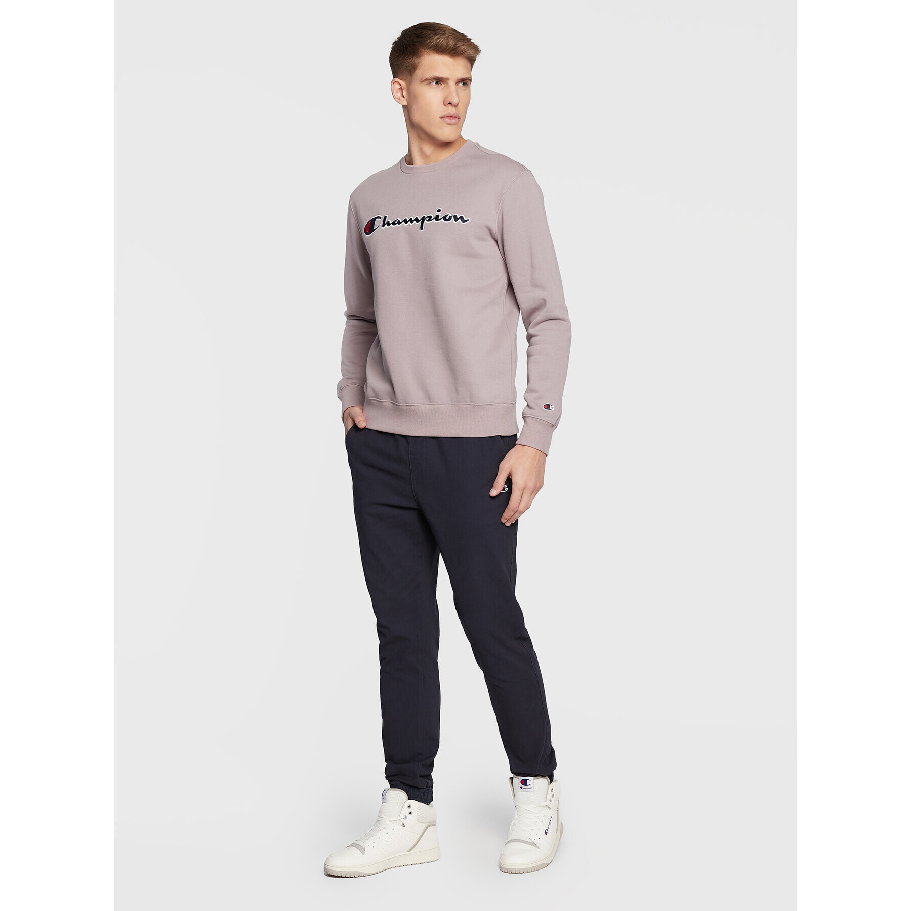 Champion Bluză Embroided Script Logo 217859 Violet Regular Fit - Pled.ro