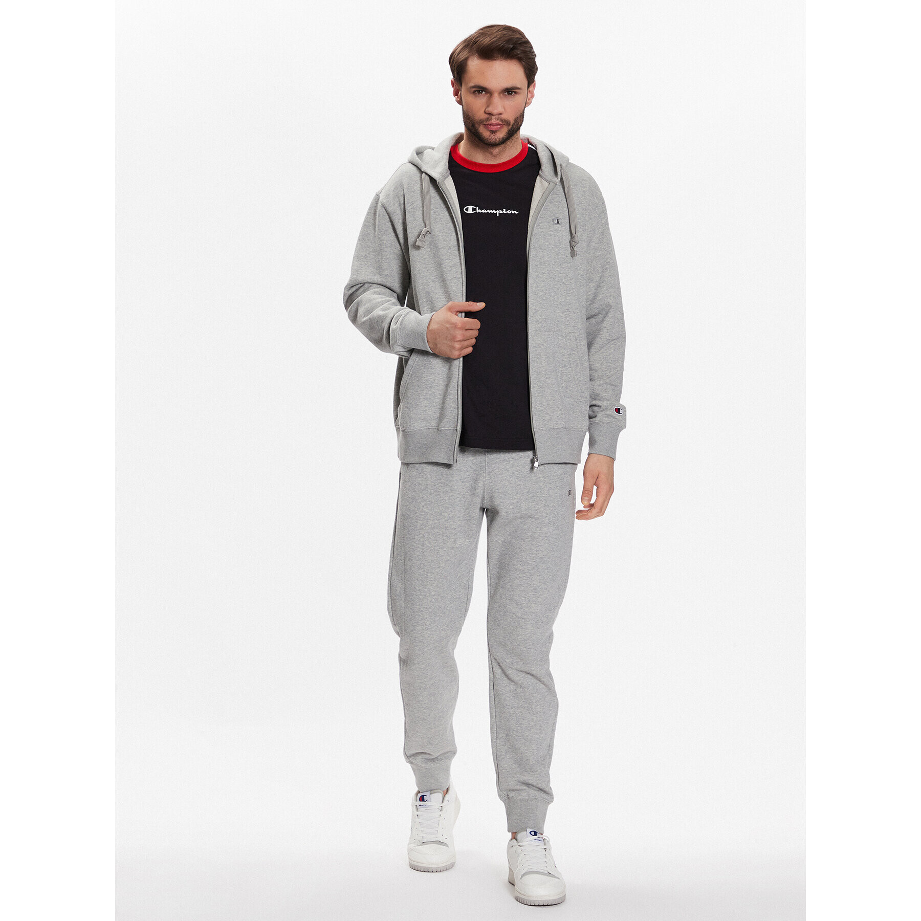 Champion Bluză Embroidered 218493 Gri Relaxed Fit - Pled.ro