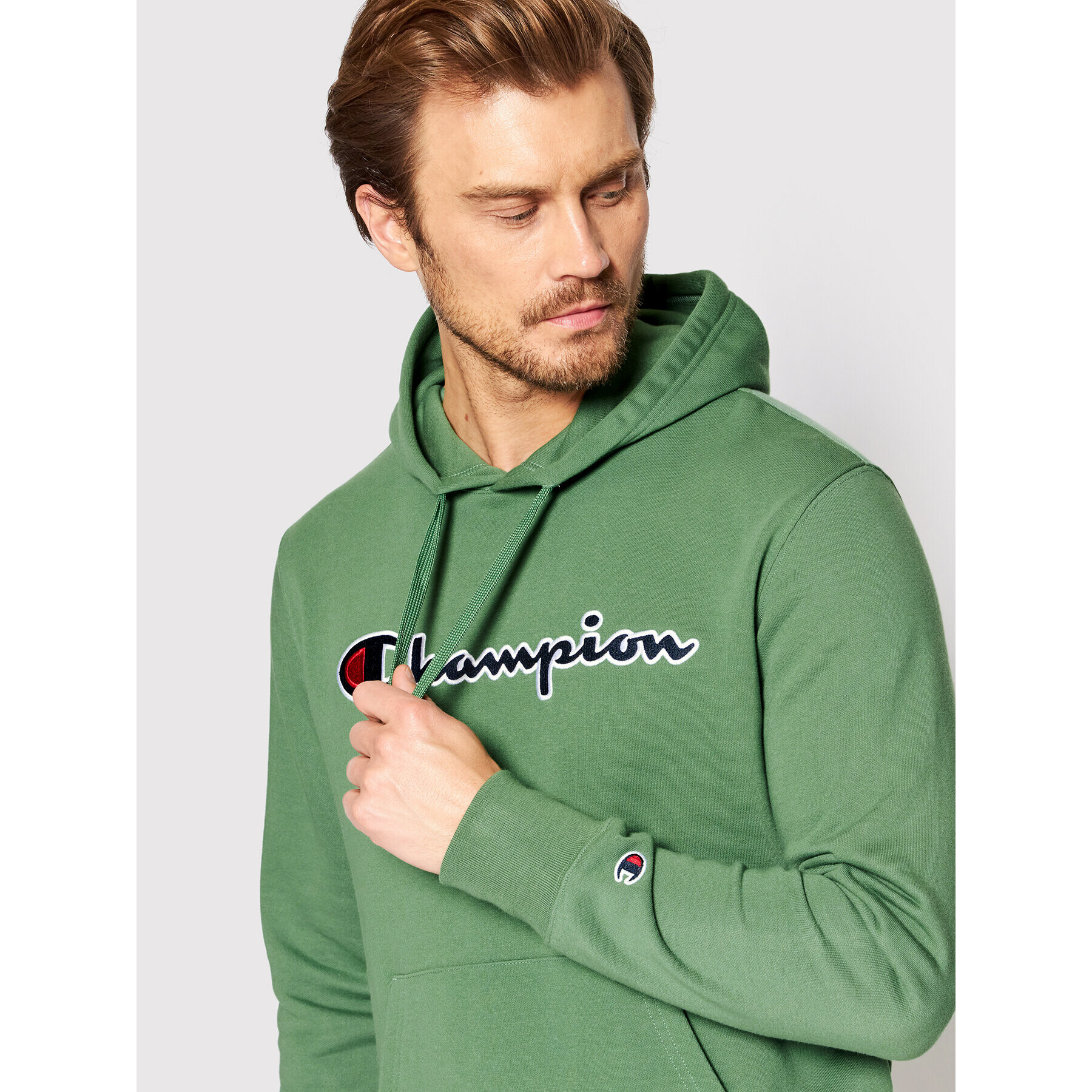 Champion Bluză Embroidered Script Logo 217060 Verde Custom Fit - Pled.ro