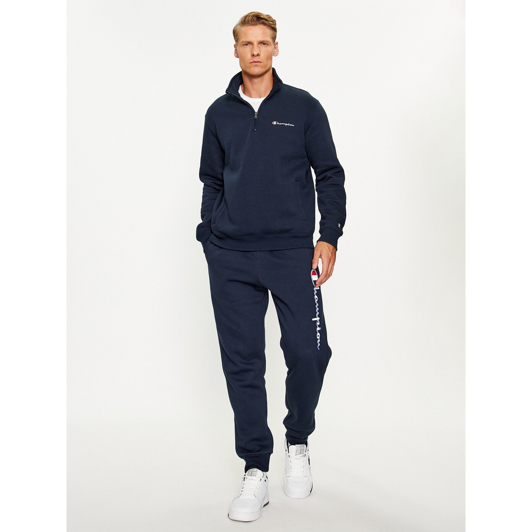 Champion Bluză Half Zip Sweatshirt 219213 Bleumarin Comfort Fit - Pled.ro