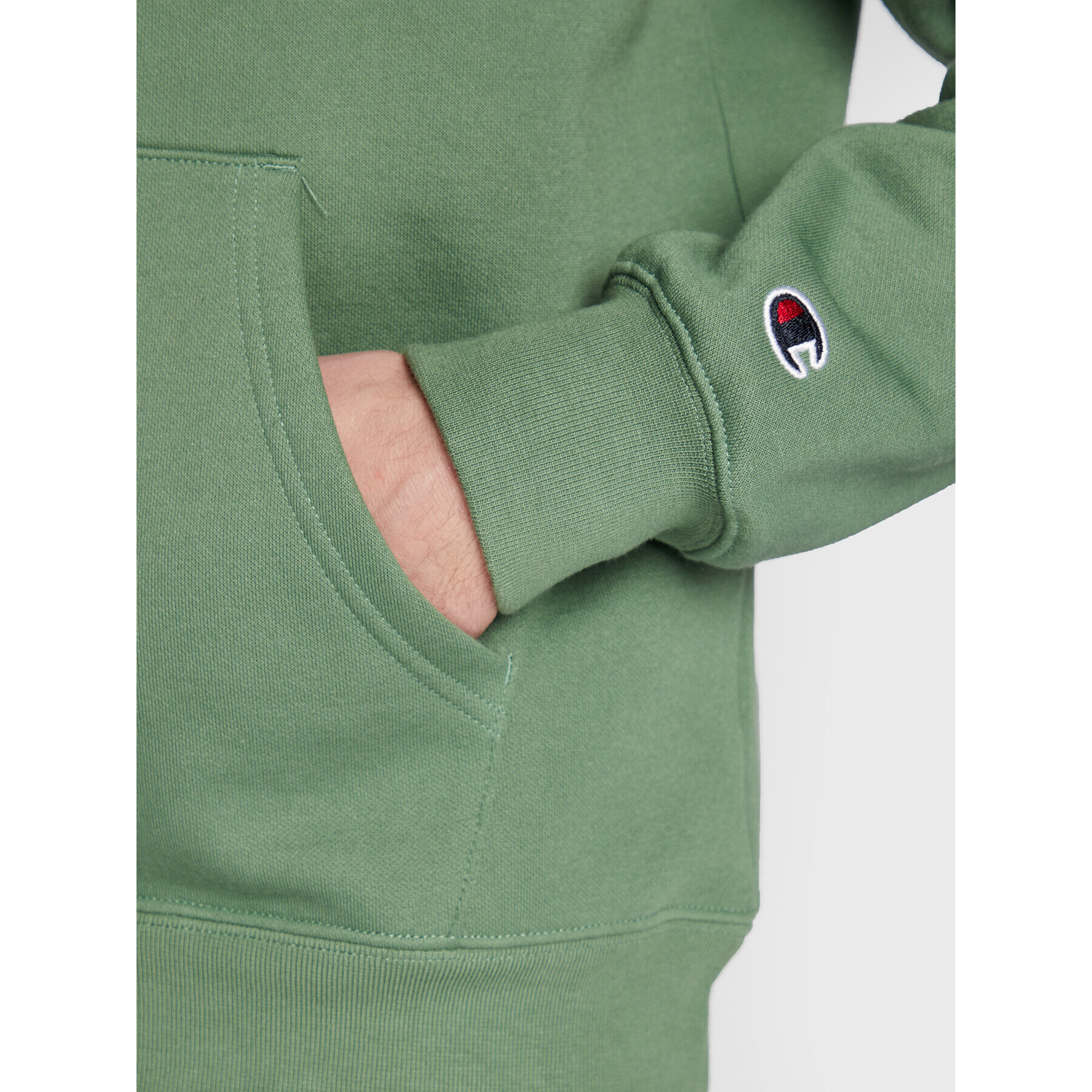 Champion Bluză Heavy Fleece Vintage Logo 217886 Verde Relaxed Fit - Pled.ro