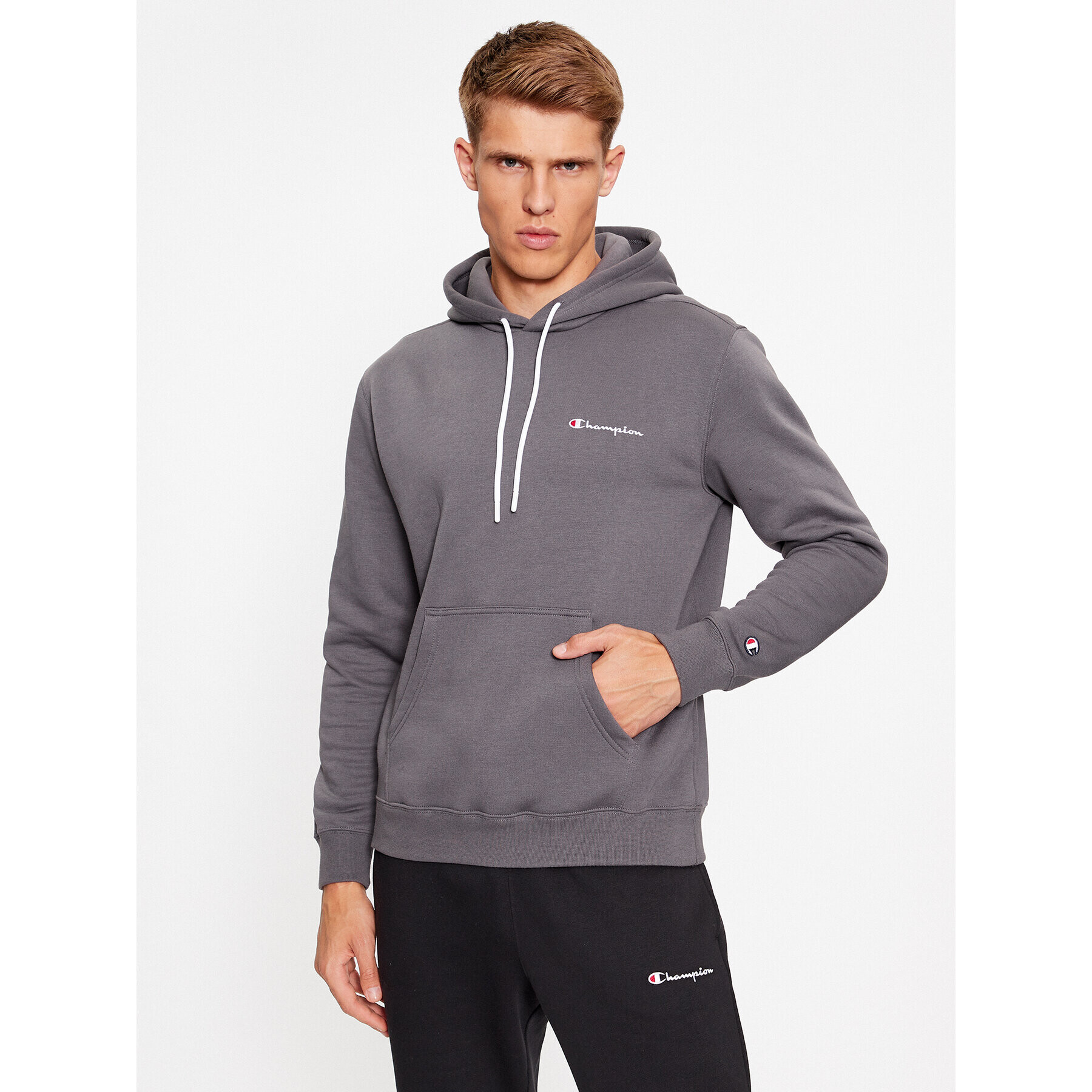 Champion Bluză Hooded Sweatshirt 219208 Gri Comfort Fit - Pled.ro