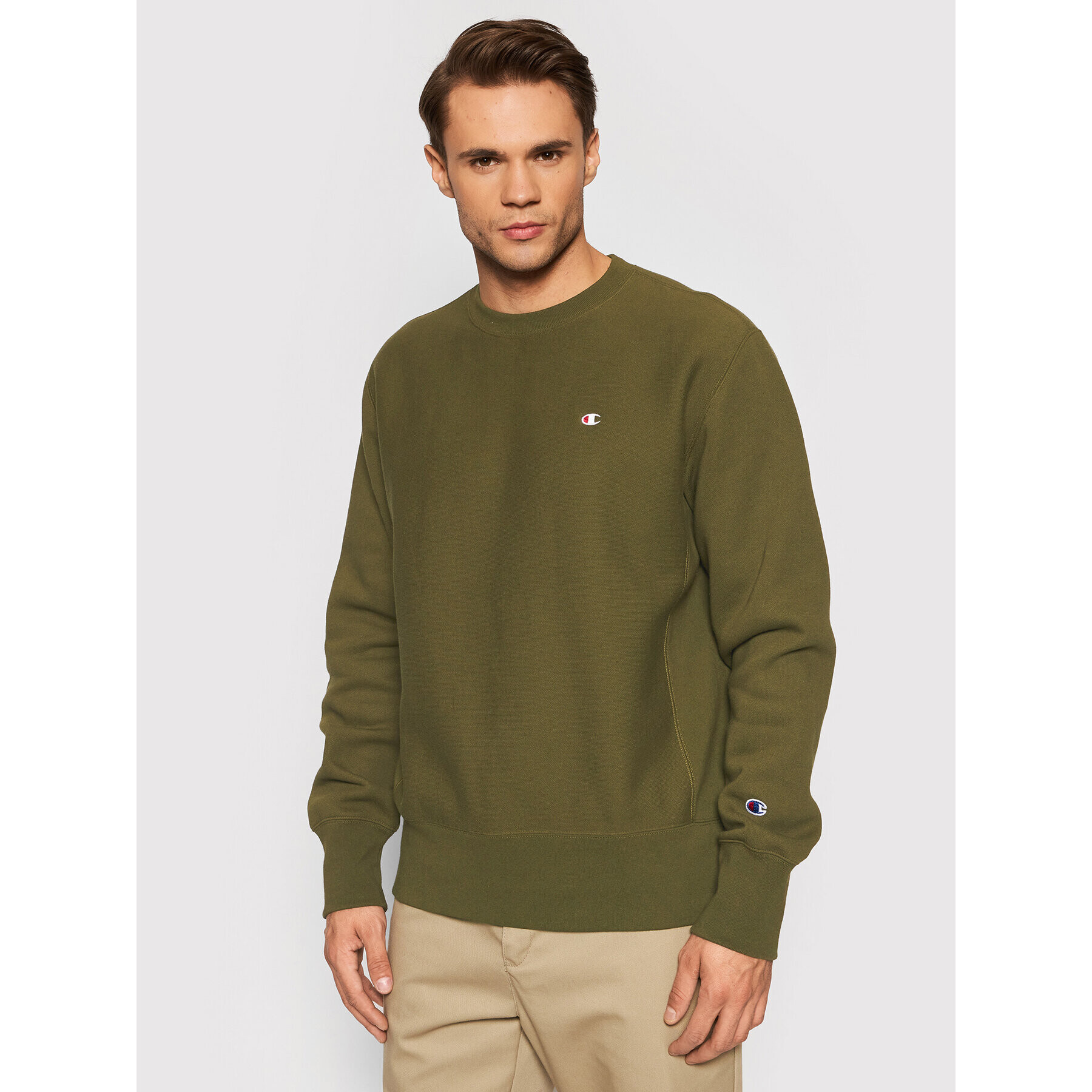 Champion Bluză Logo 216495 Verde Custom Fit - Pled.ro