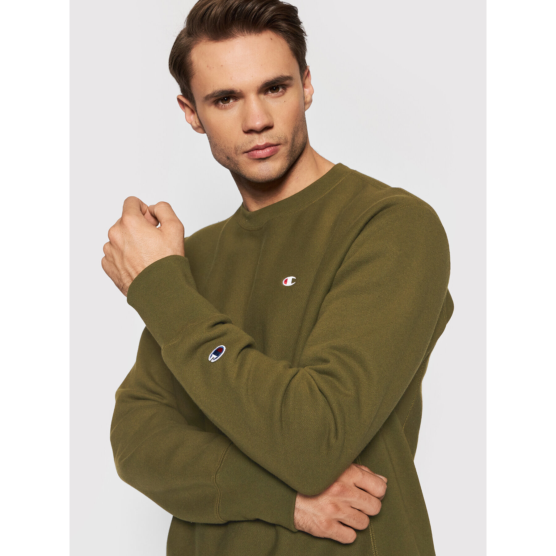 Champion Bluză Logo 216495 Verde Custom Fit - Pled.ro