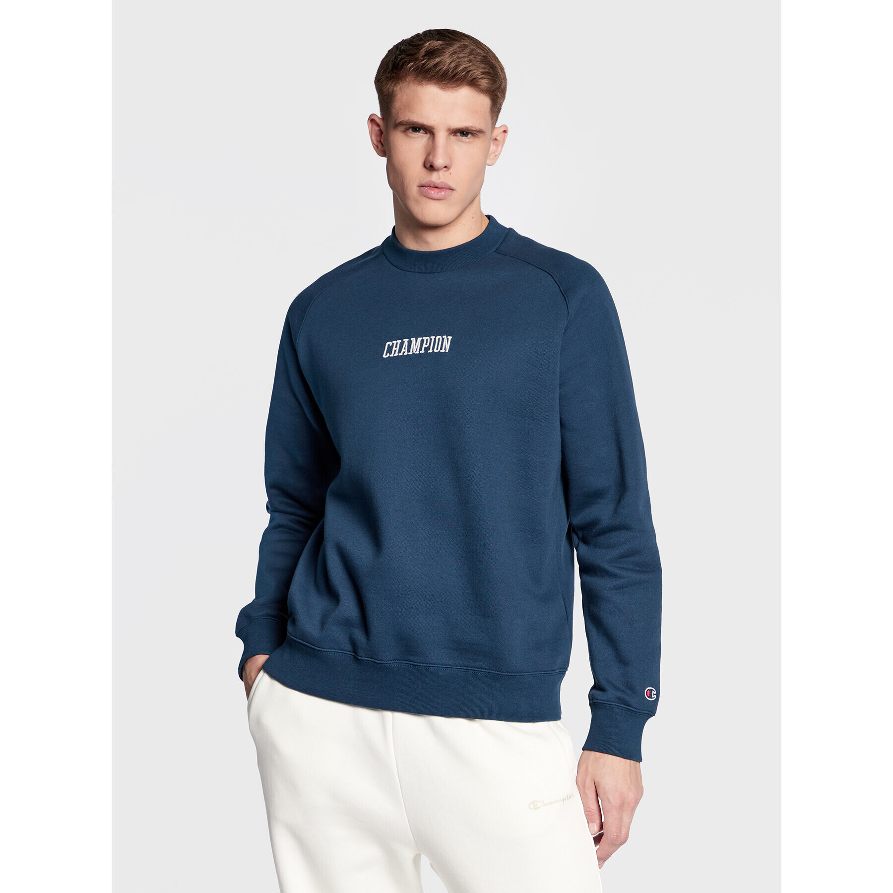 Champion Bluză Logo Script 217879 Albastru Regular Fit - Pled.ro