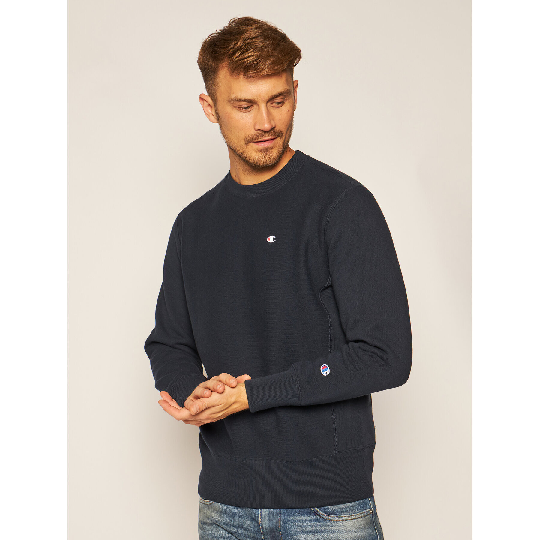 Champion Bluză Reverse Weave 215215 Bleumarin Custom Fit - Pled.ro