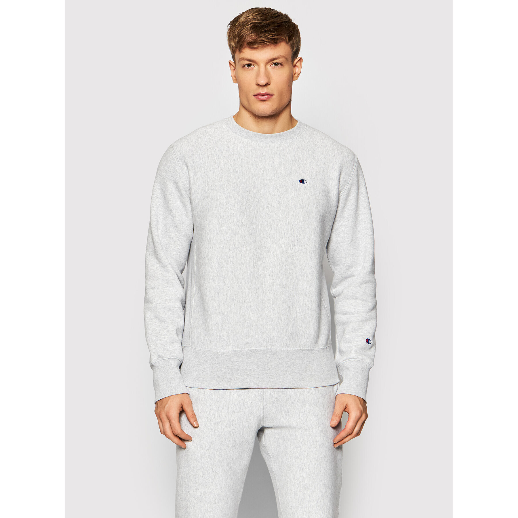 Champion Bluză Reverse Weave C Logo 216495 Gri Regular Fit - Pled.ro