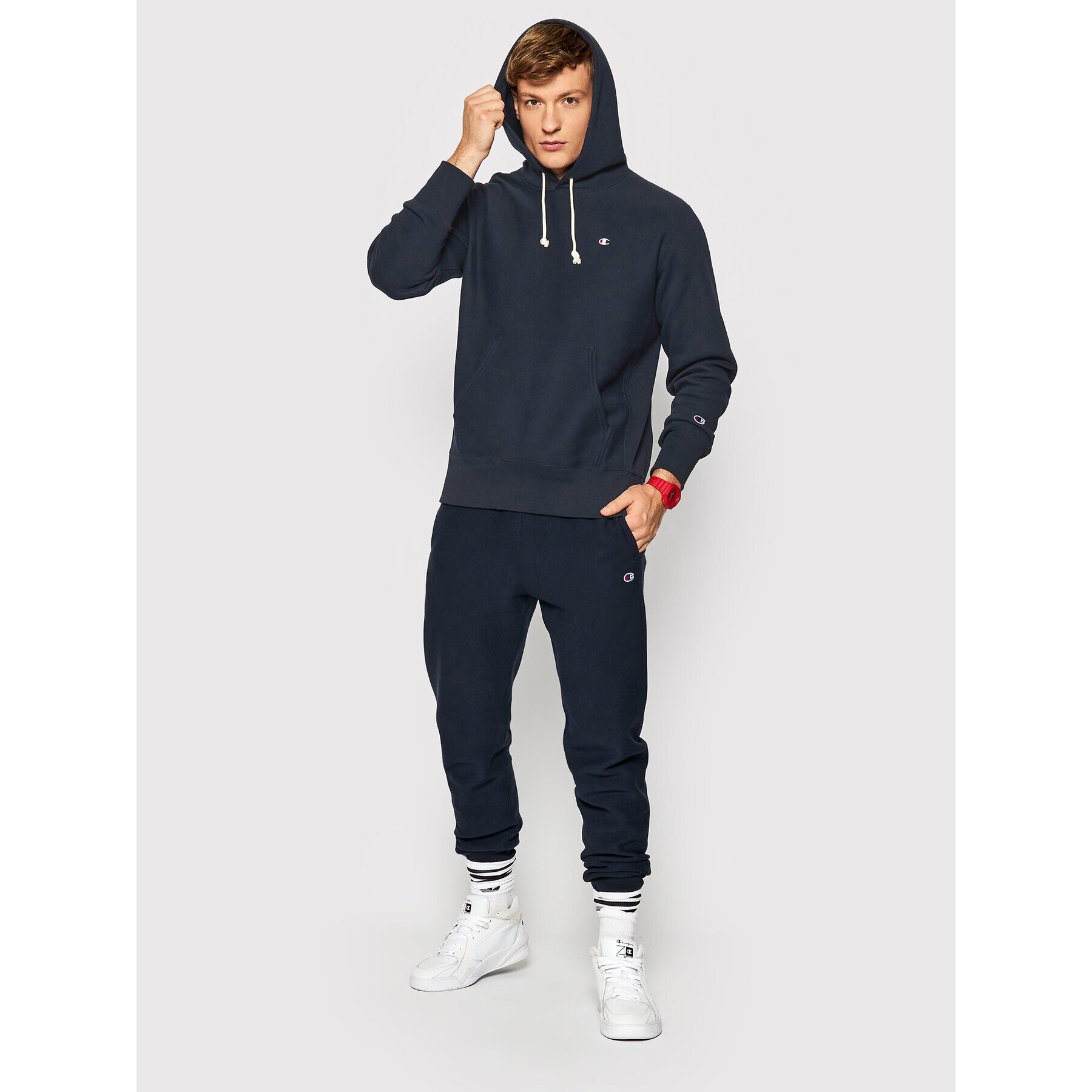 Champion Bluză Reverse Weave C Logo 216496 Bleumarin Regular Fit - Pled.ro