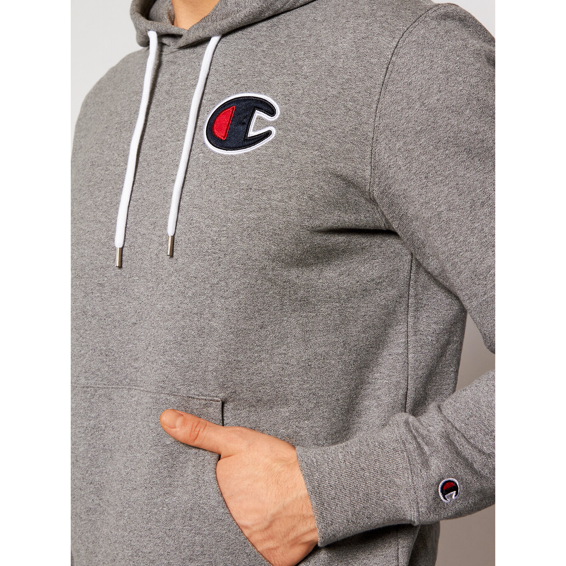 Champion Bluză Satin C Logo 214184 Gri Comfort Fit - Pled.ro