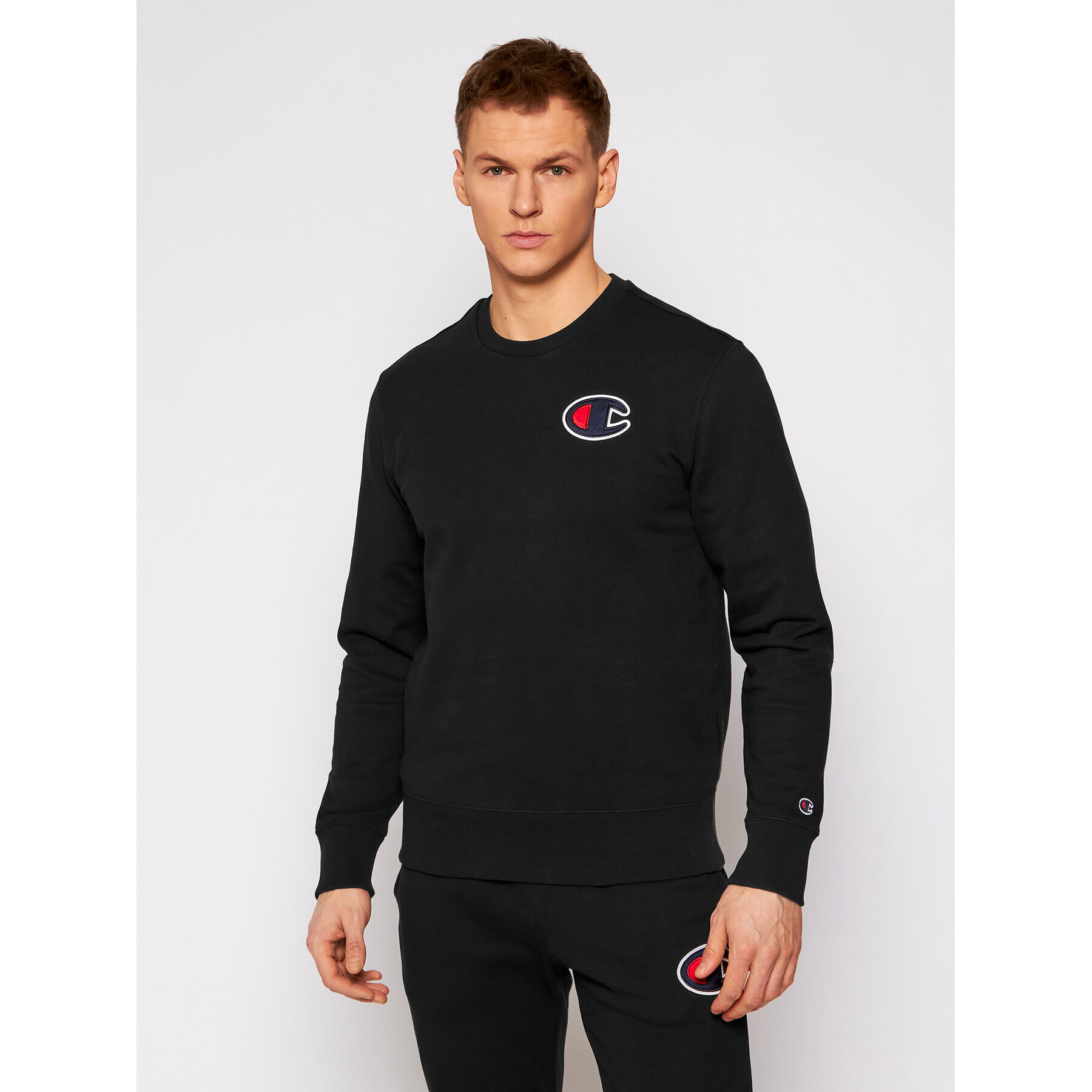 Champion Bluză Satin C Logo 214189 Negru Comfort Fit - Pled.ro