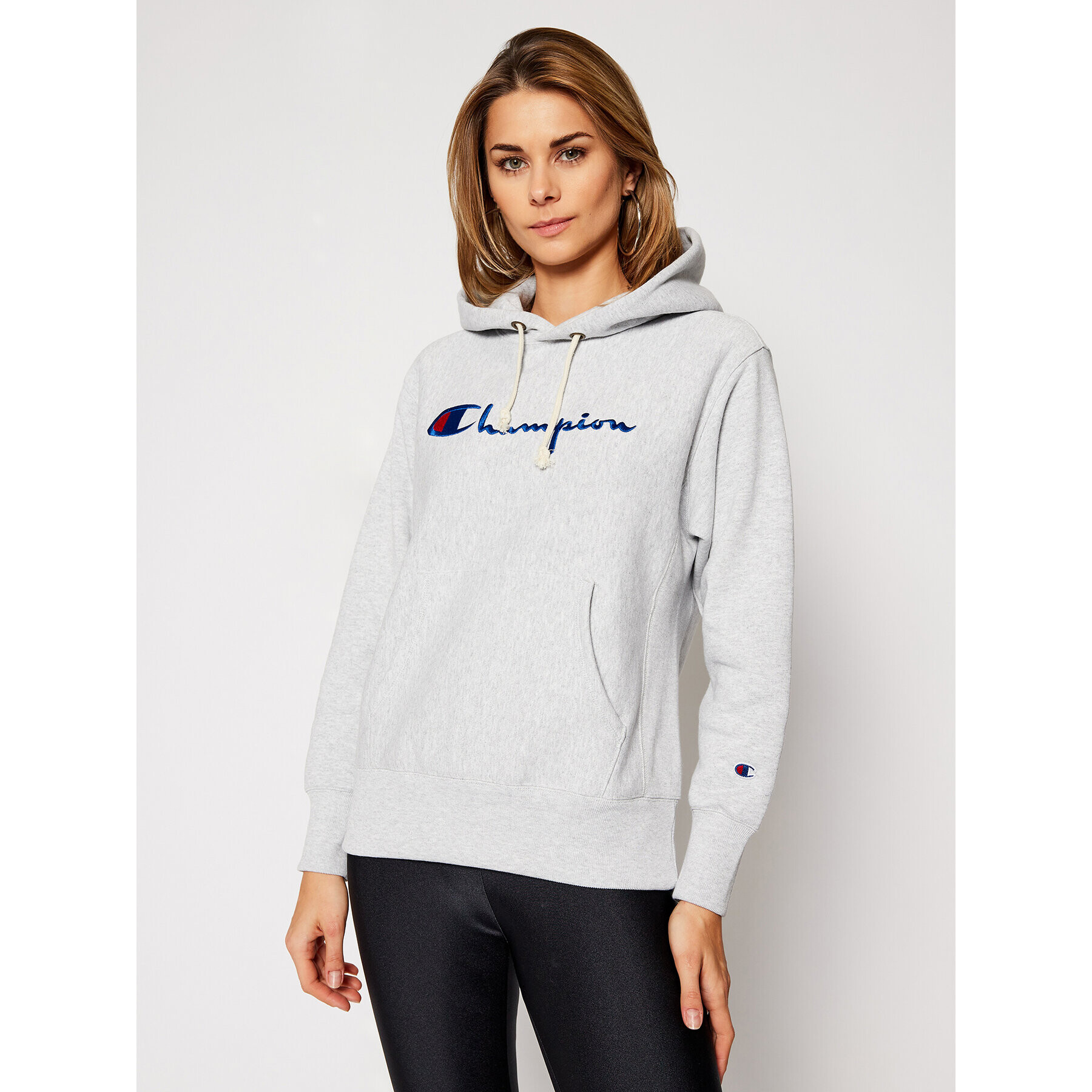 Champion Bluză Script Logo 113794 Gri Regular Fit - Pled.ro