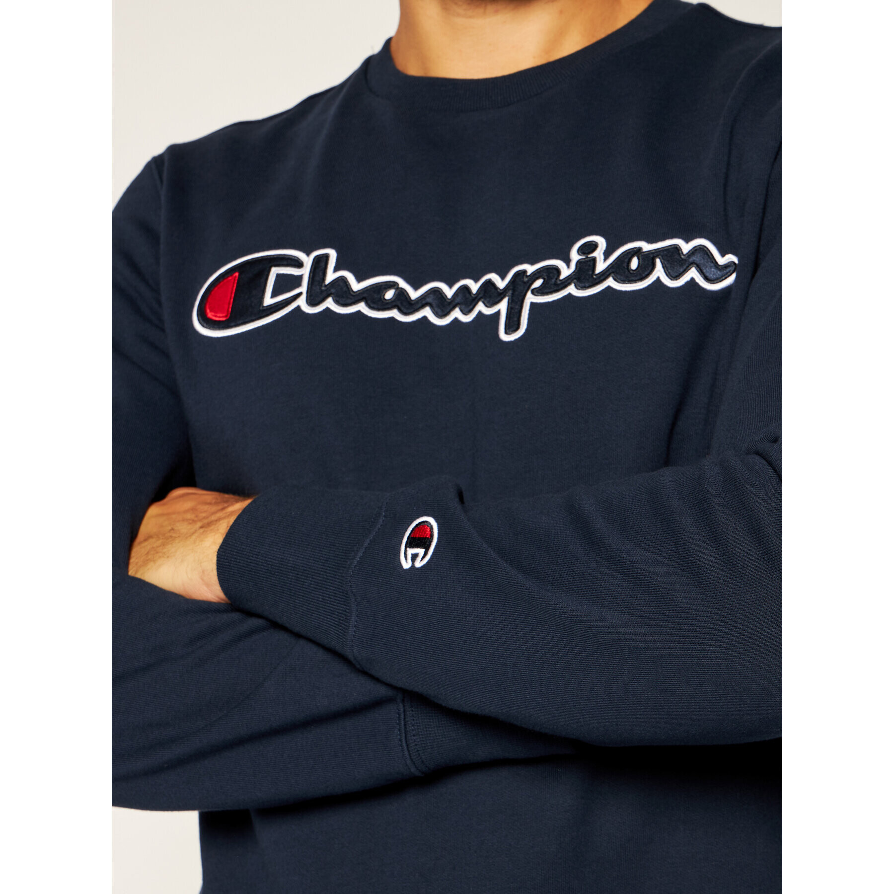 Champion Bluză Script Logo 214188 Bleumarin Comfort Fit - Pled.ro