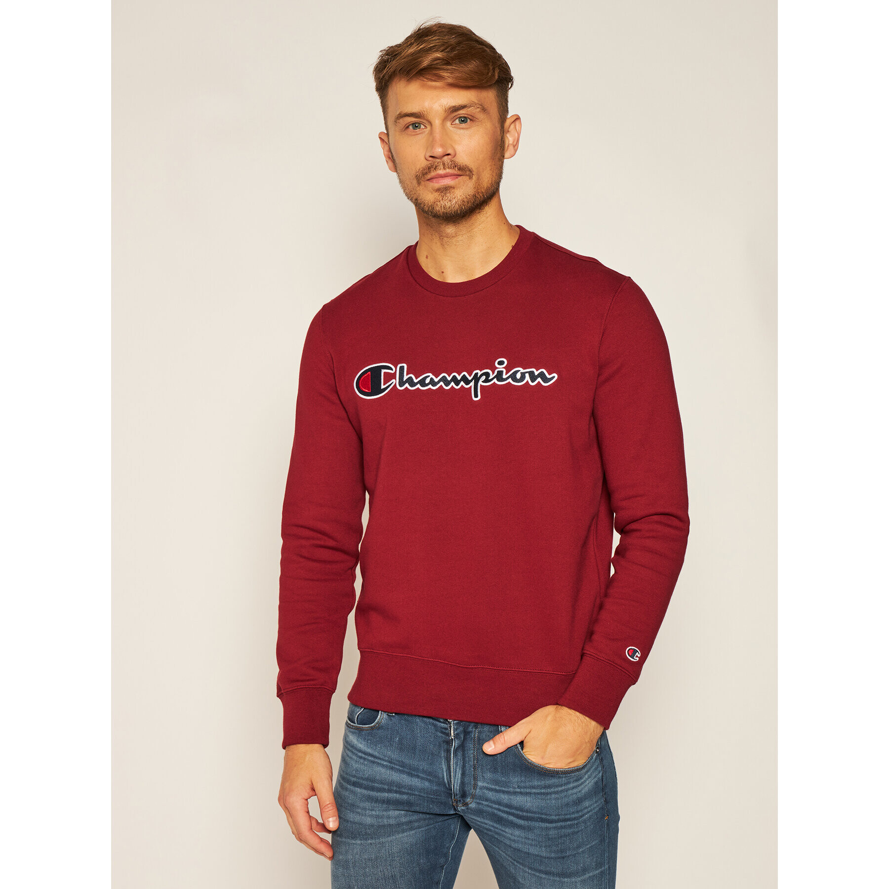 Champion Bluză Script Logo 214720 Vișiniu Comfort Fit - Pled.ro