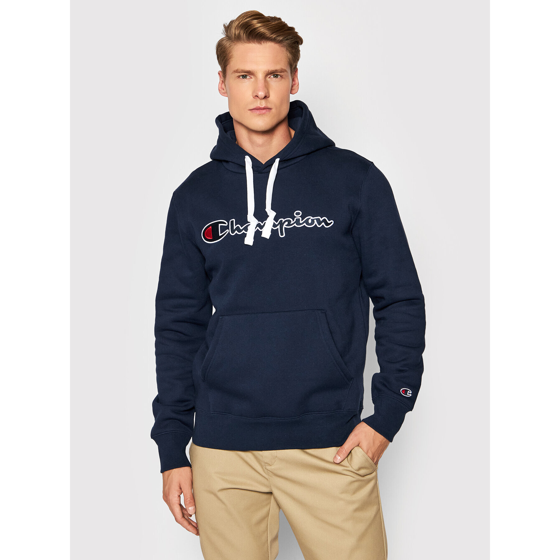 Champion Bluză Script Logo 216470 Bleumarin Comfort Fit - Pled.ro