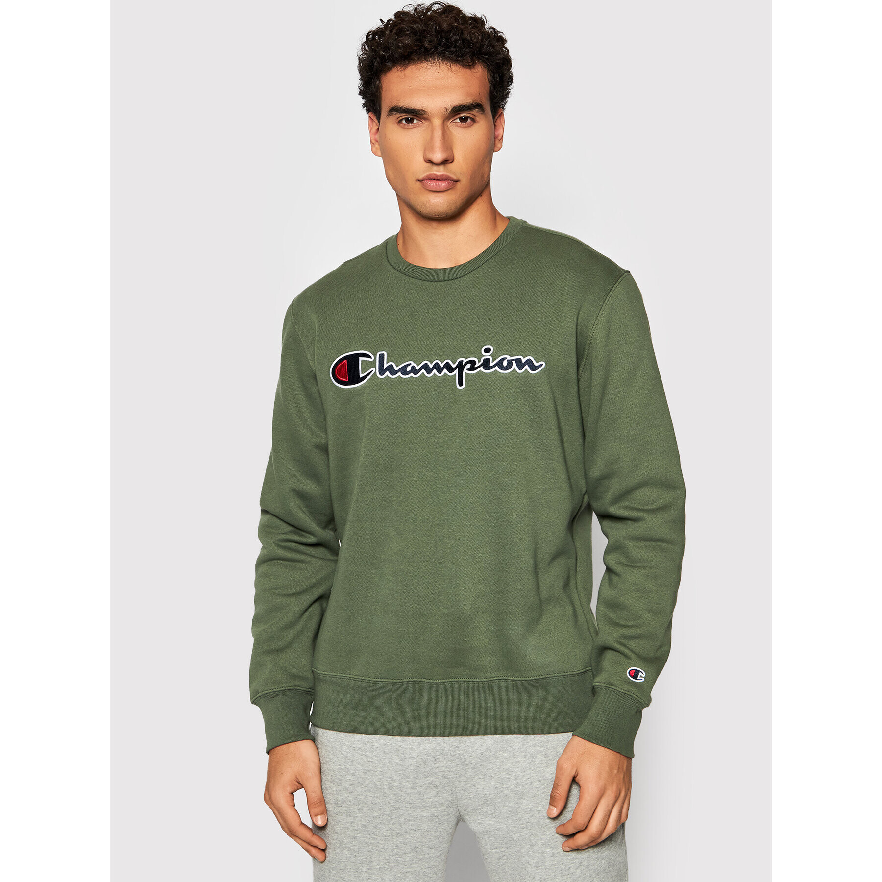 Champion Bluză Script Logo 216471 Verde Comfort Fit - Pled.ro