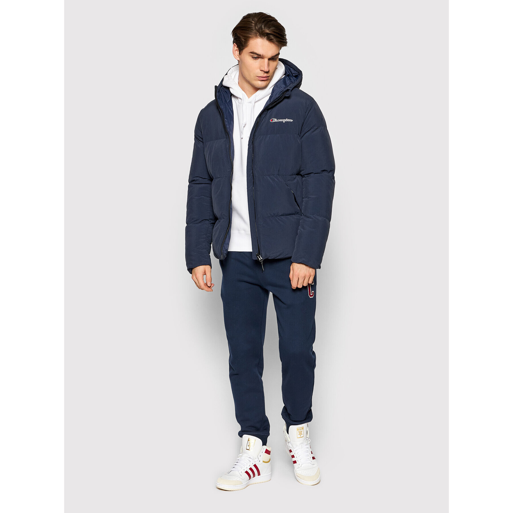 Champion Bluză Script Logo 216475 Alb Comfort Fit - Pled.ro