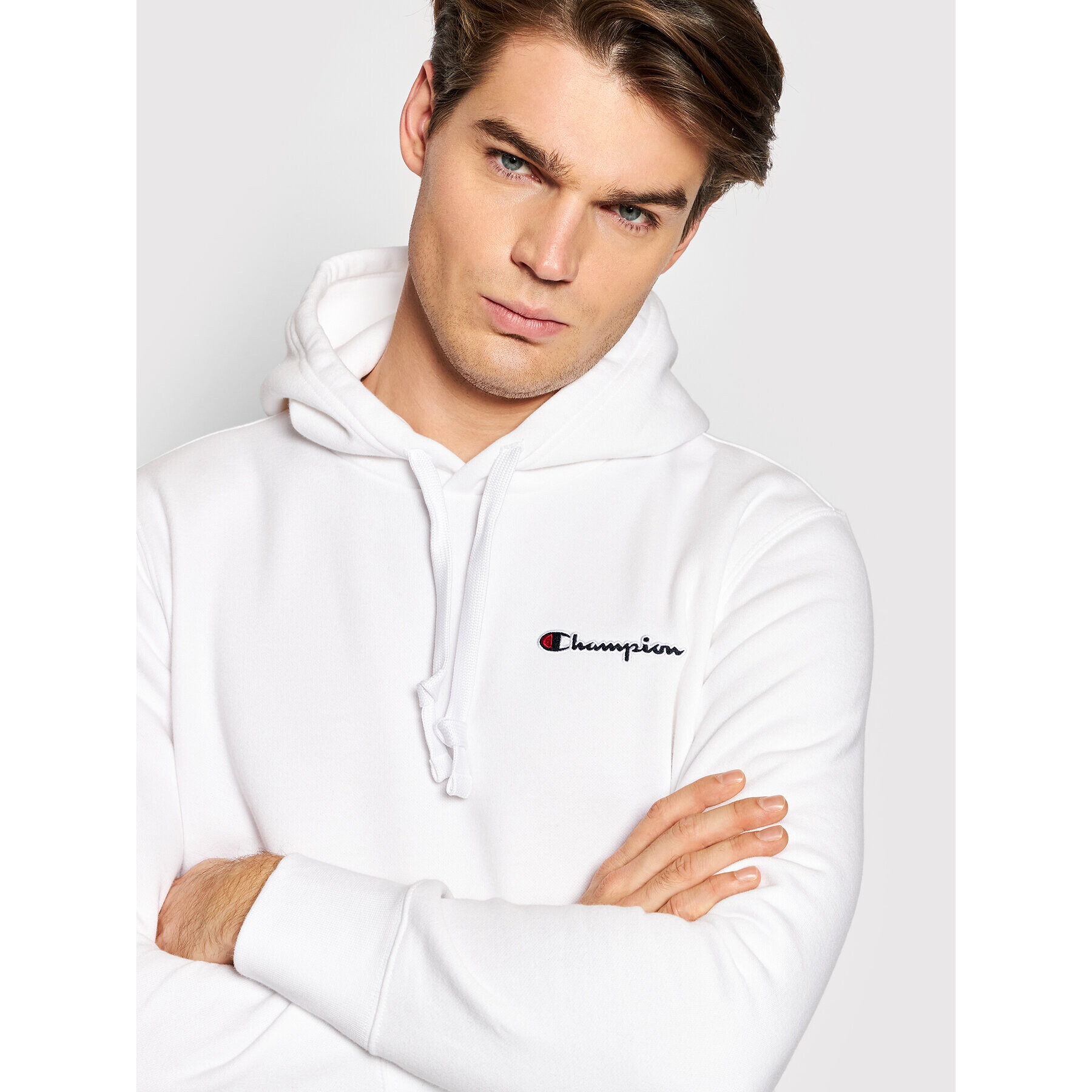 Champion Bluză Script Logo 216475 Alb Comfort Fit - Pled.ro