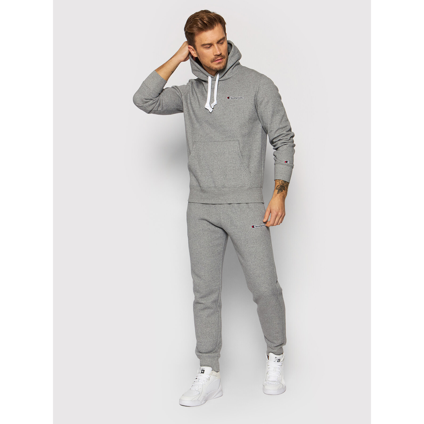 Champion Bluză Script Logo 216475 Gri Comfort Fit - Pled.ro