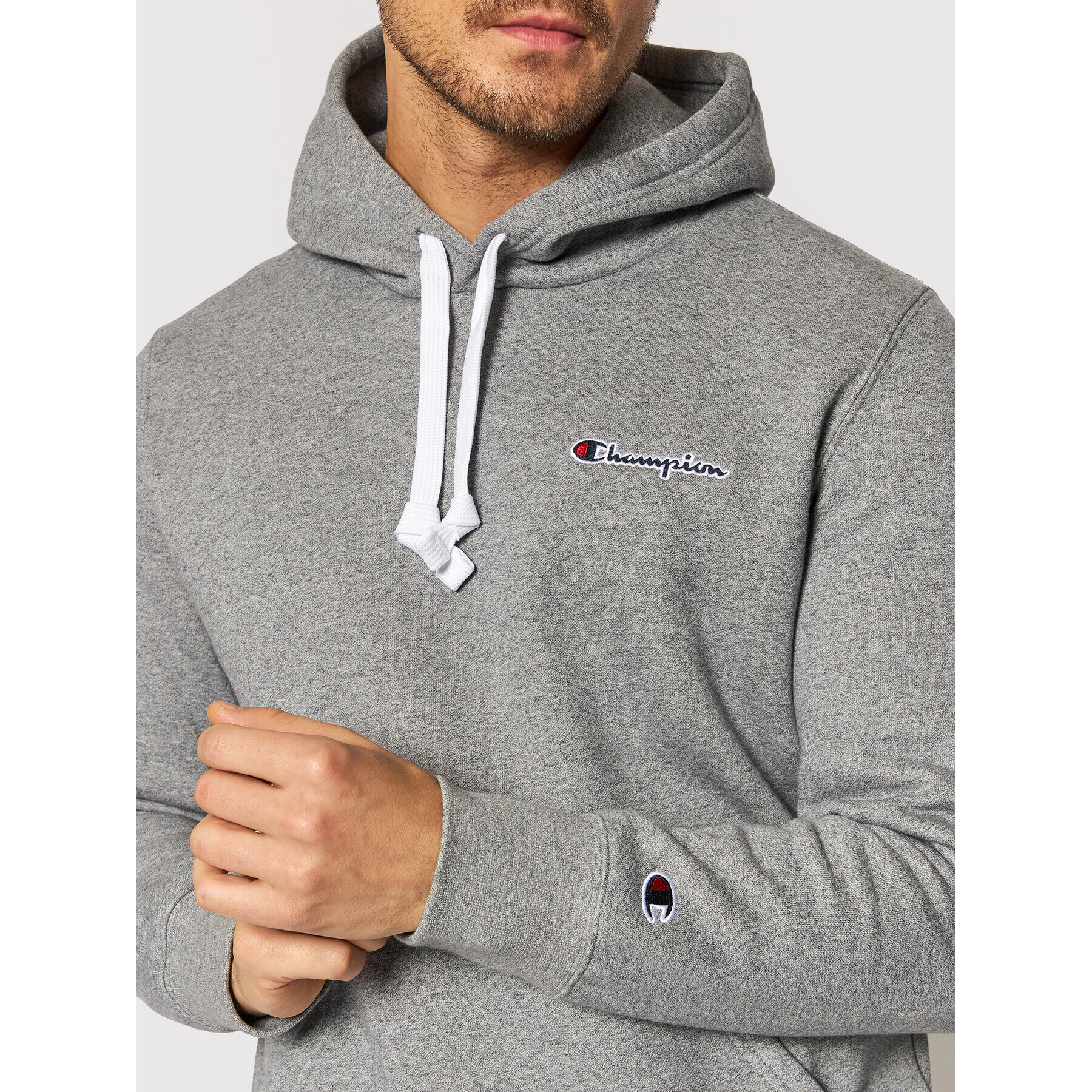 Champion Bluză Script Logo 216475 Gri Comfort Fit - Pled.ro