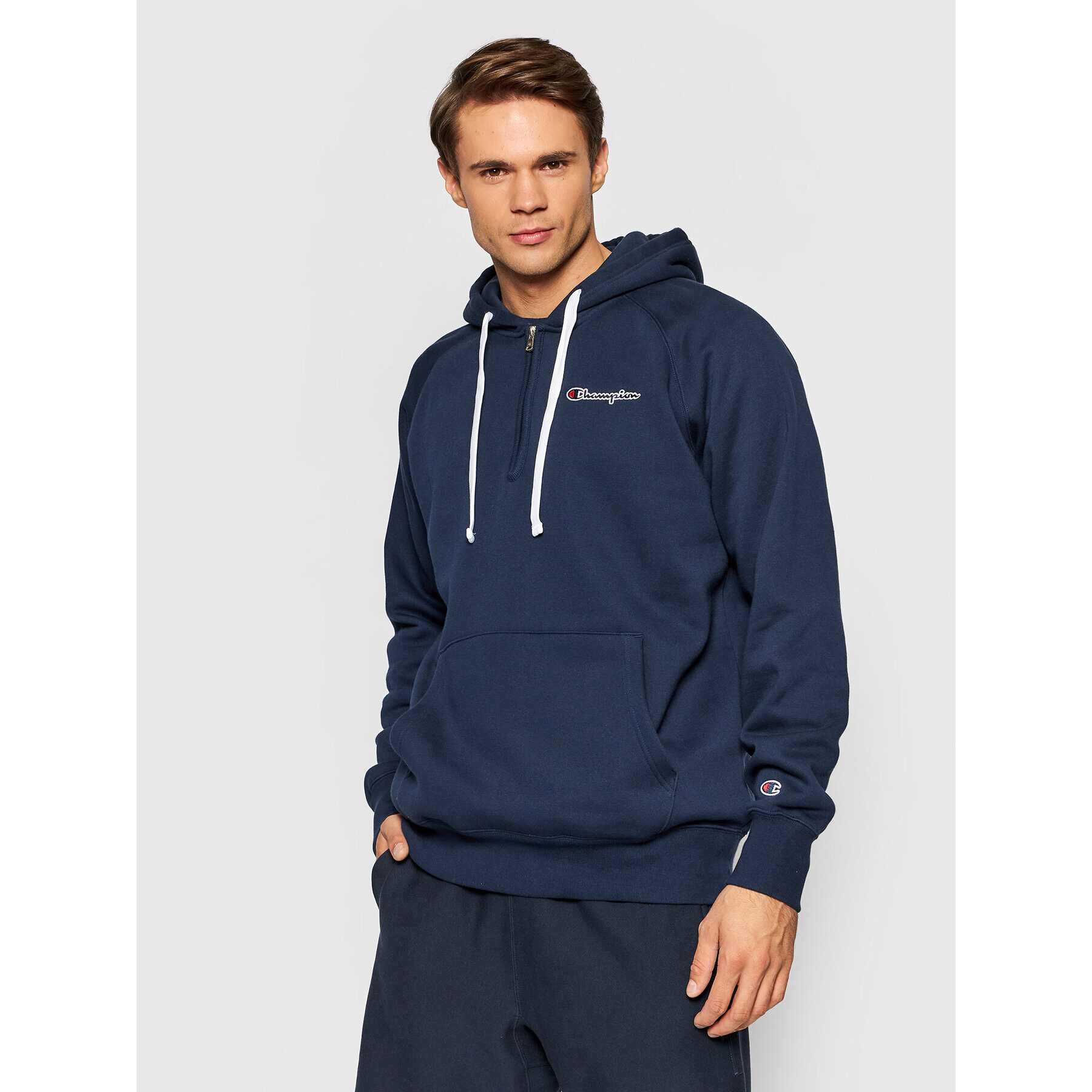 Champion Bluză Script Logo 216483 Bleumarin American Fit - Pled.ro