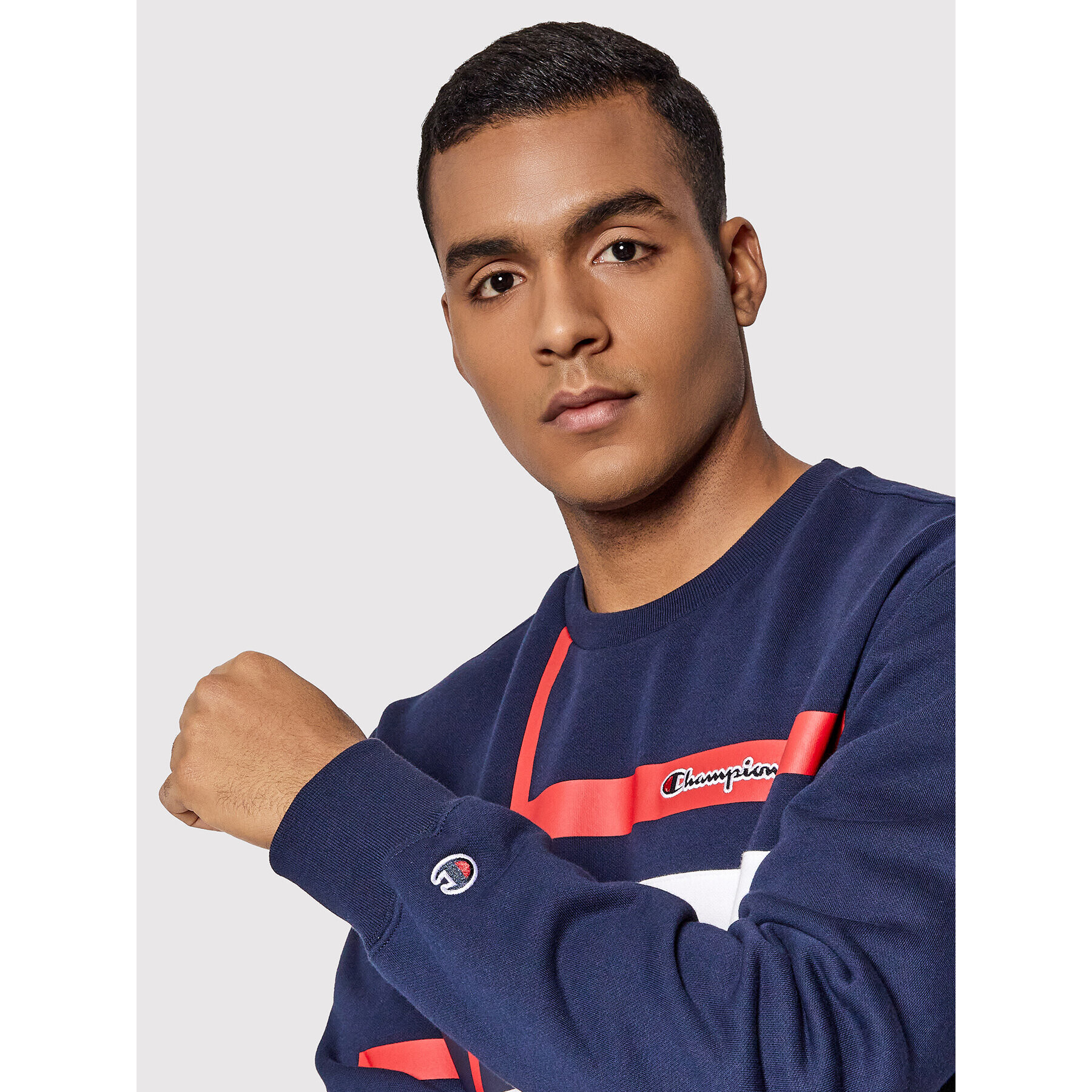 Champion Bluză Script Logo 216486 Bleumarin Custom Fit - Pled.ro