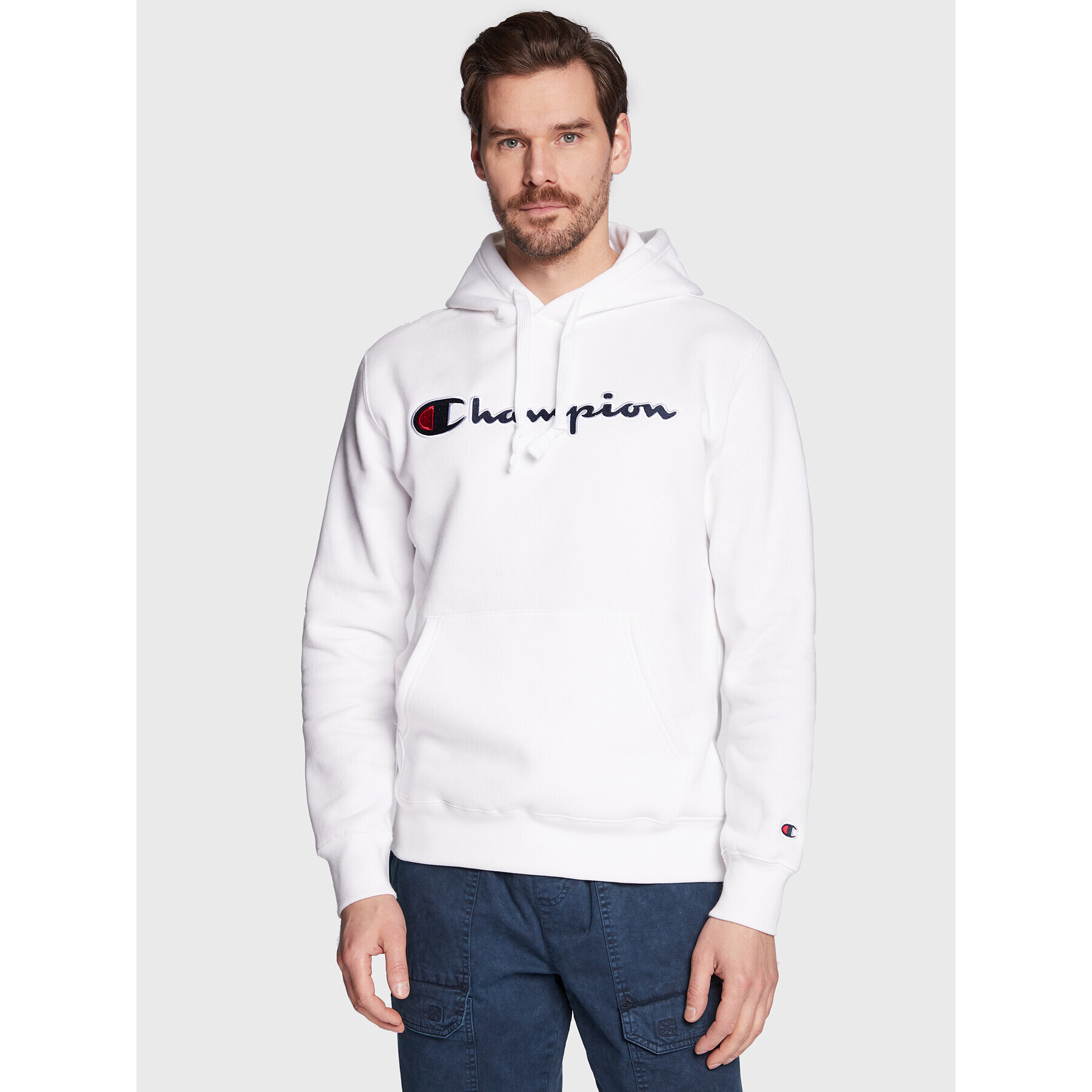 Champion Bluză Script Logo Embroidery 217858 Alb Regular Fit - Pled.ro