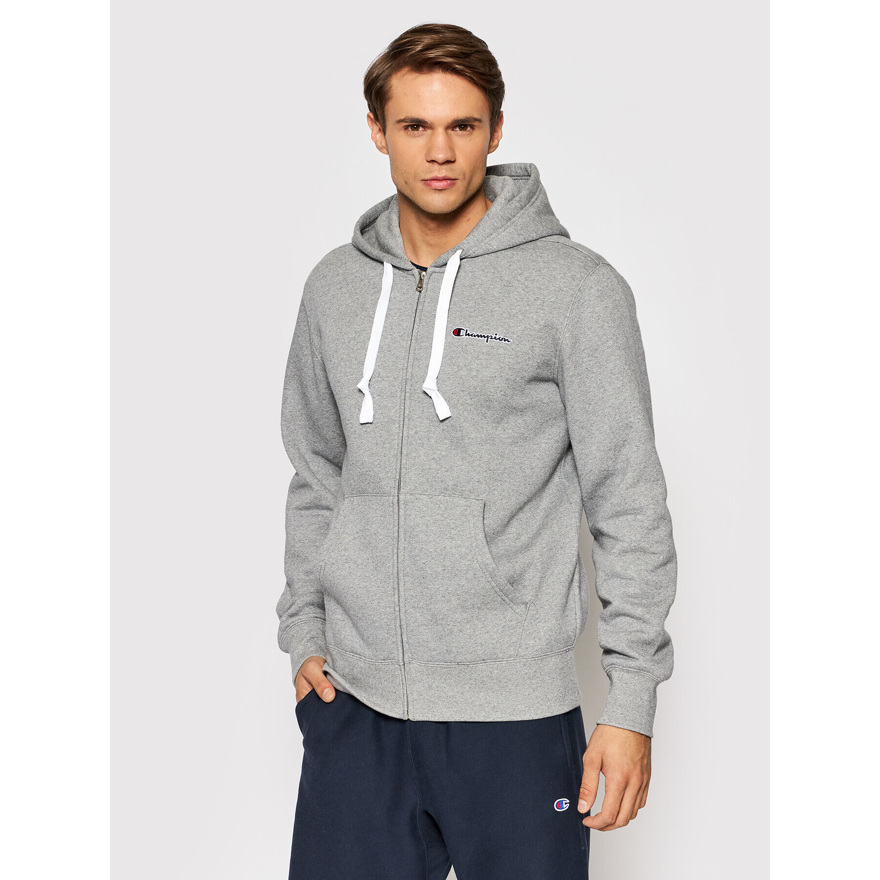 Champion Bluză Small Script Logo 216477 Gri Comfort Fit - Pled.ro