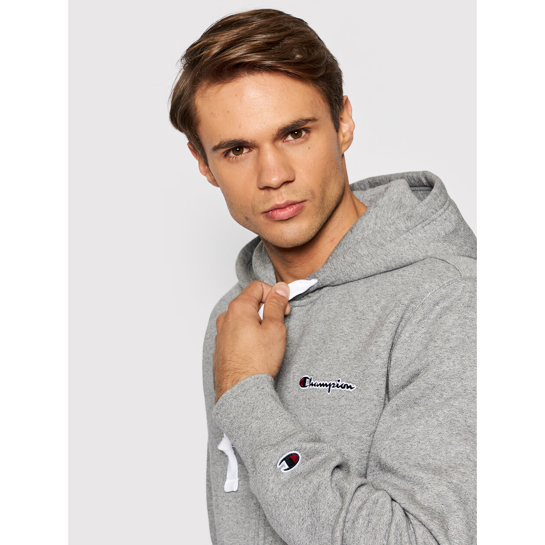 Champion Bluză Small Script Logo 216477 Gri Comfort Fit - Pled.ro