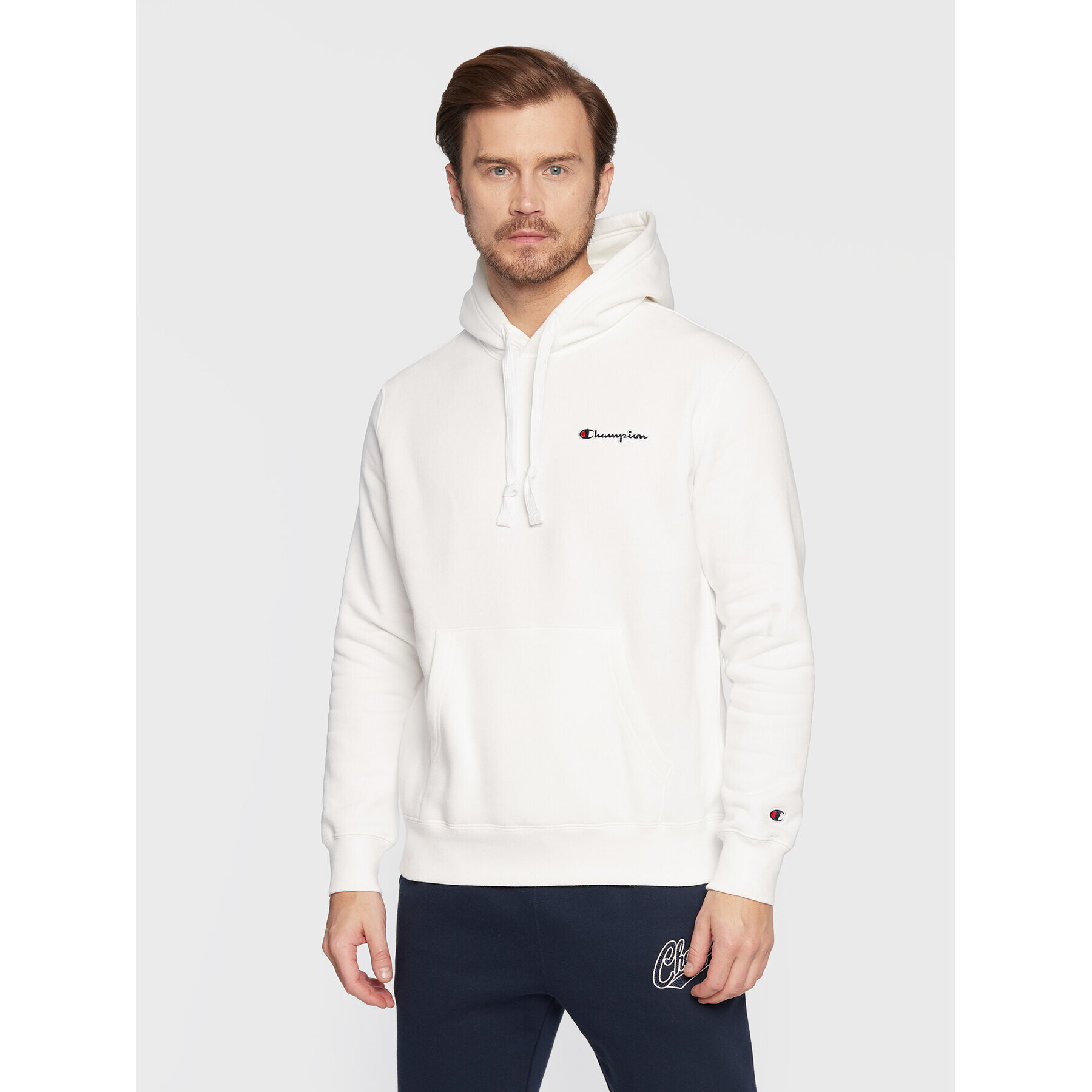 Champion Bluză Small Script Logo 217862 Alb Regular Fit - Pled.ro