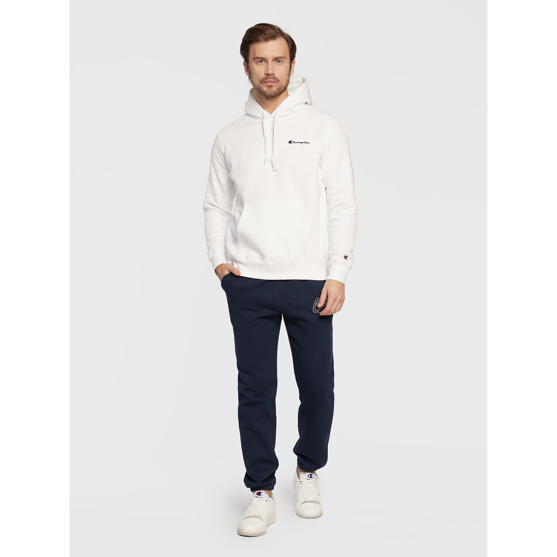 Champion Bluză Small Script Logo 217862 Alb Regular Fit - Pled.ro