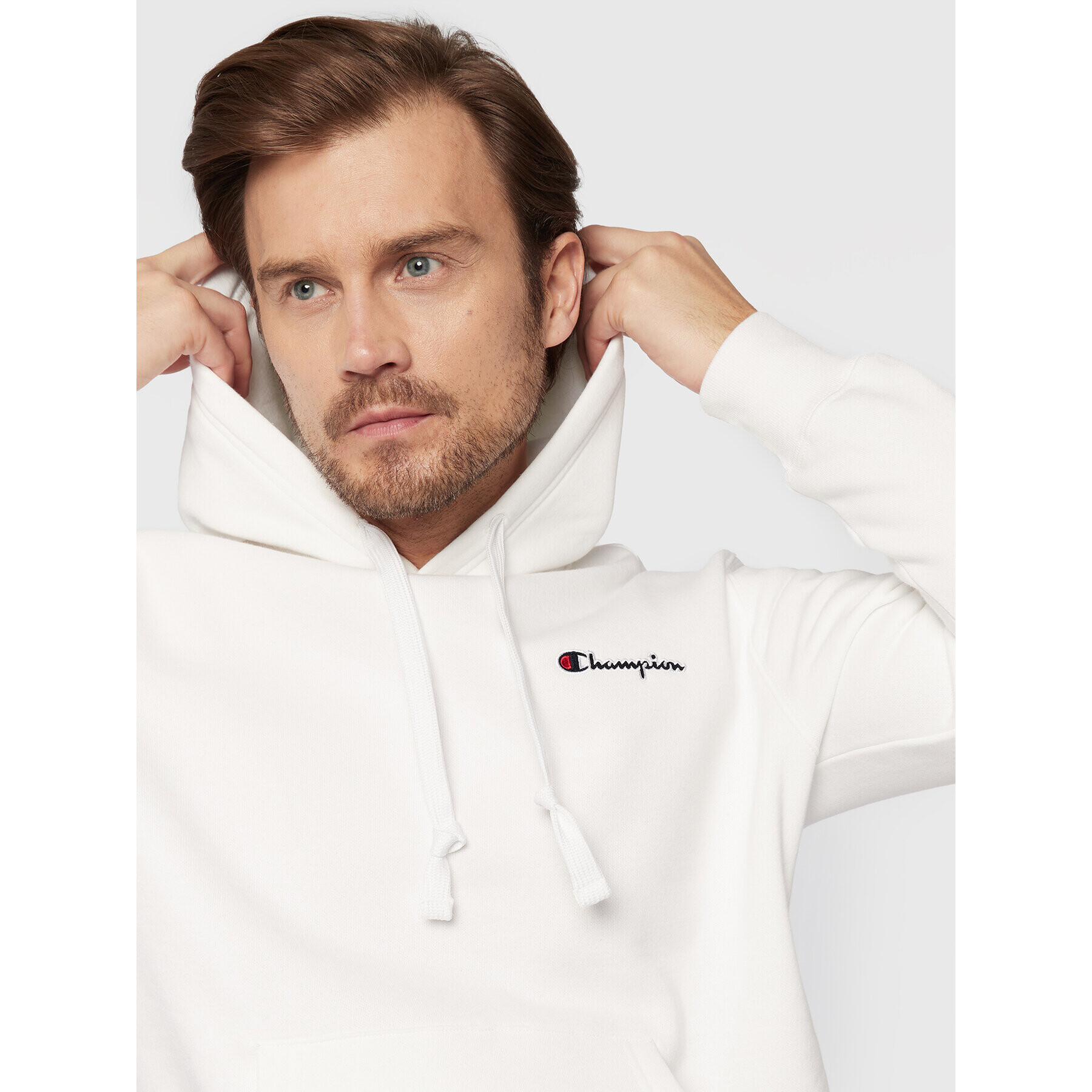 Champion Bluză Small Script Logo 217862 Alb Regular Fit - Pled.ro