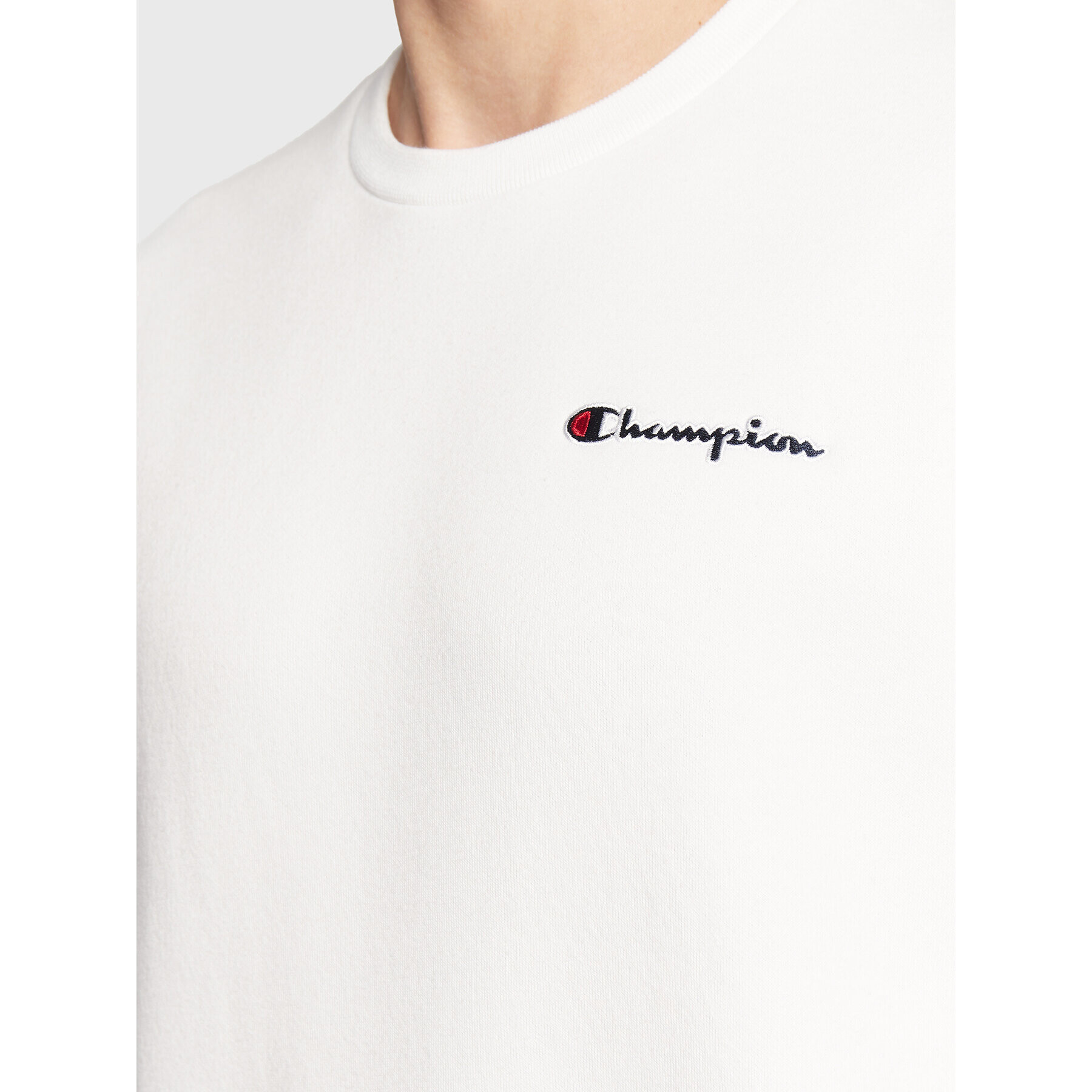 Champion Bluză Small Script Logo Embroidery 217863 Alb Regular Fit - Pled.ro