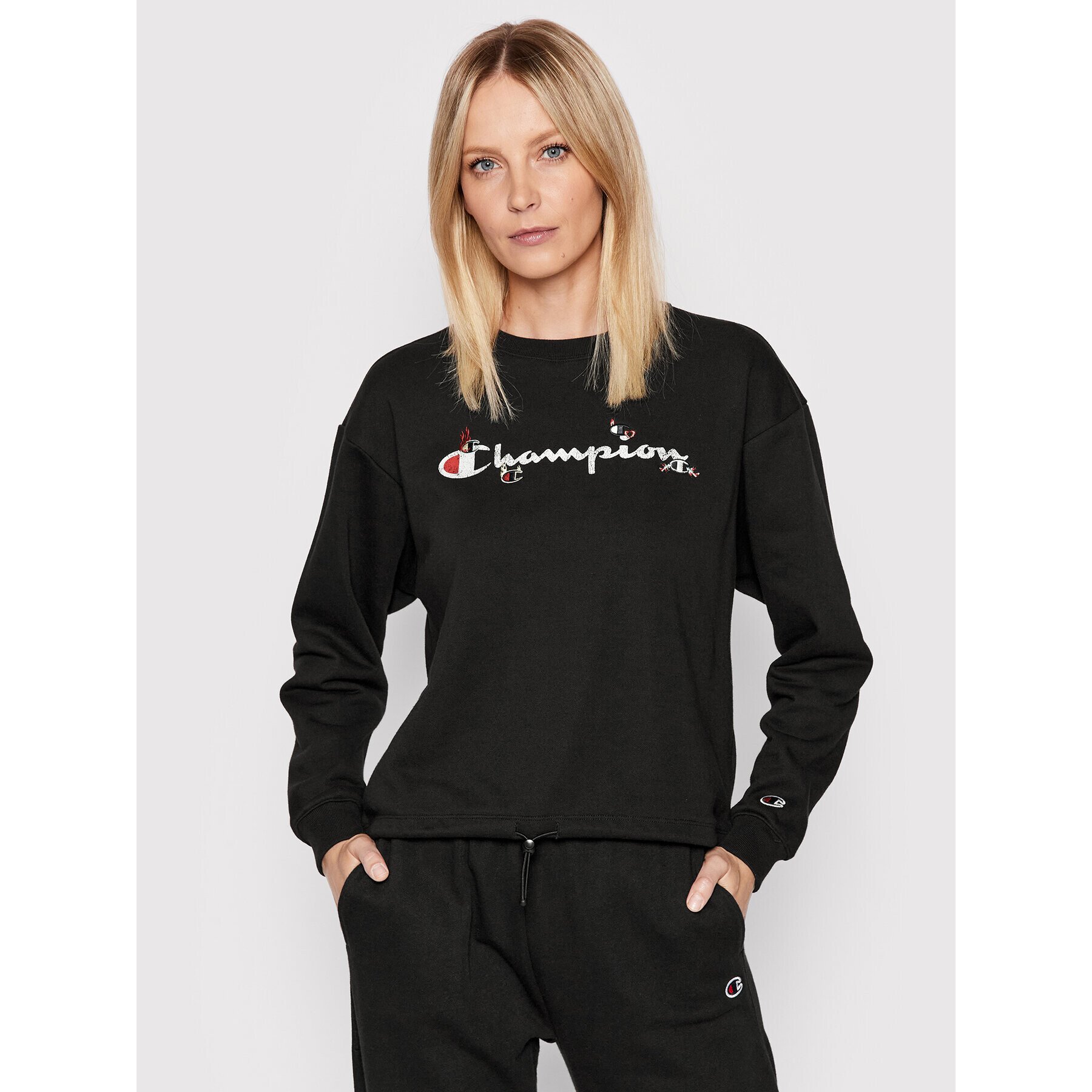 Champion Bluză Stitched With Love 115039 Negru Boxy Fit - Pled.ro