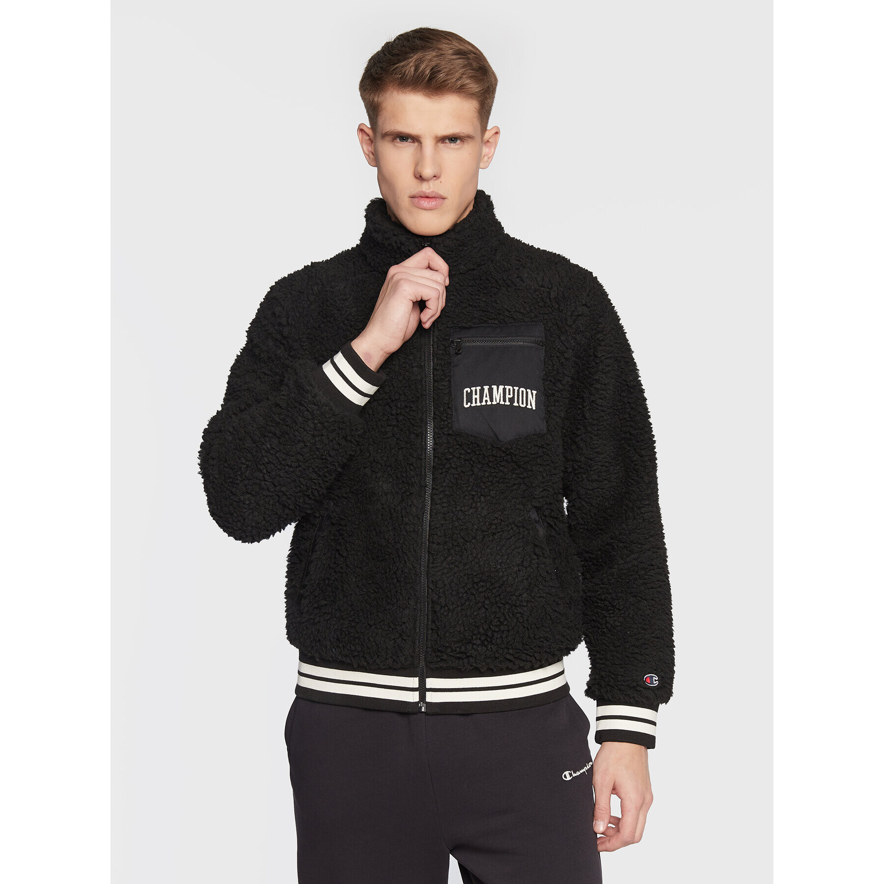 Champion Bluză Teddy Fleece 218096 Negru Regular Fit - Pled.ro