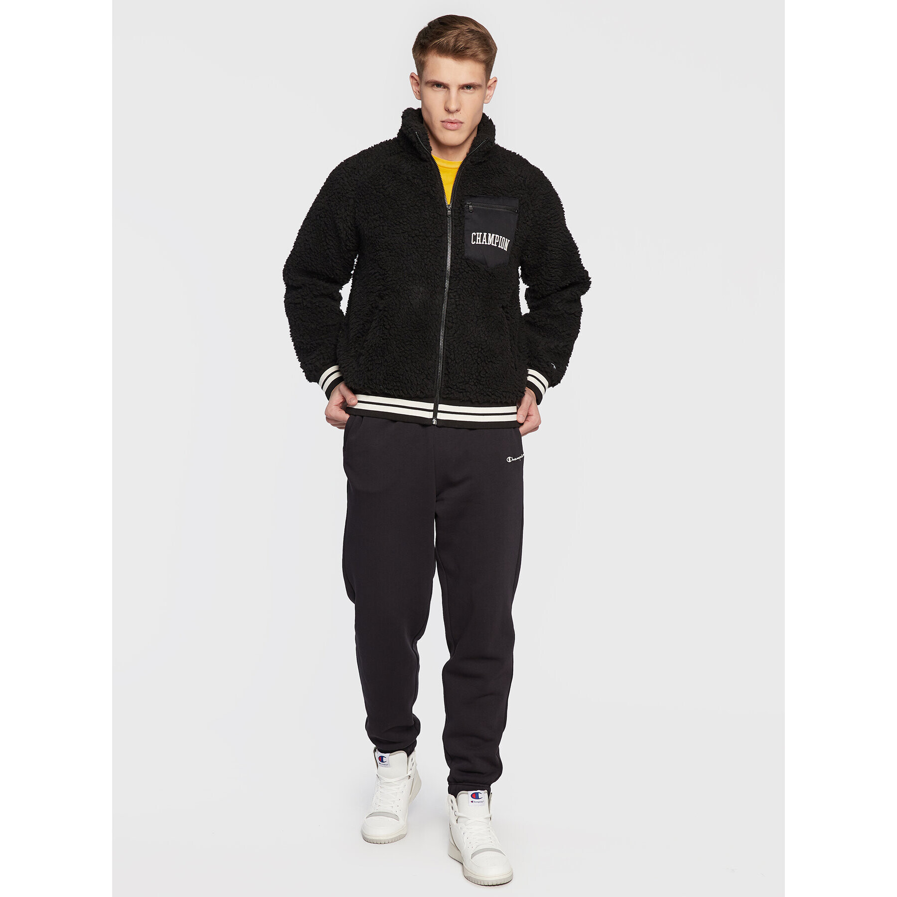 Champion Bluză Teddy Fleece 218096 Negru Regular Fit - Pled.ro