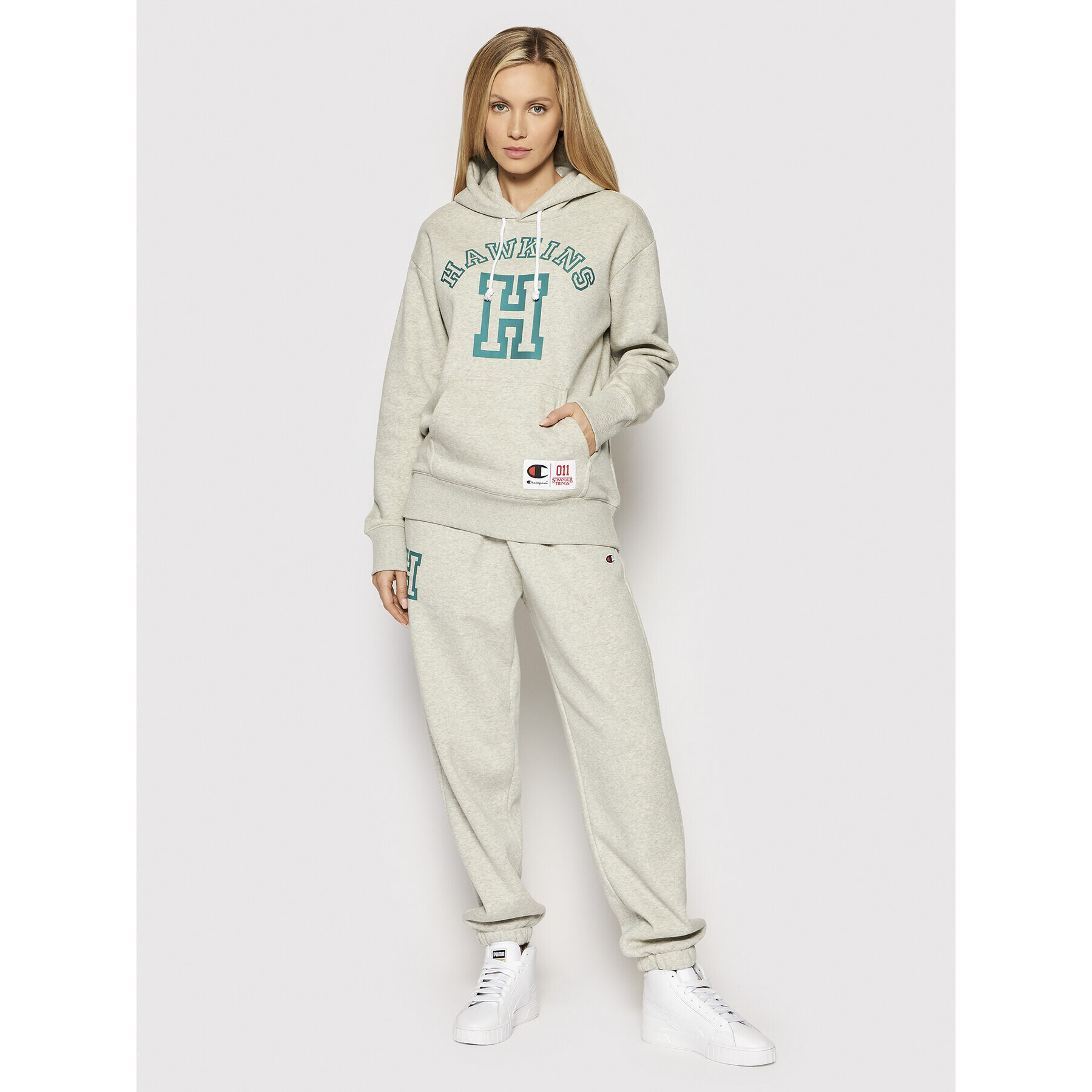 Champion Bluză Unisex STRANGER THINGS Hawkins 217751 Gri Regular Fit - Pled.ro