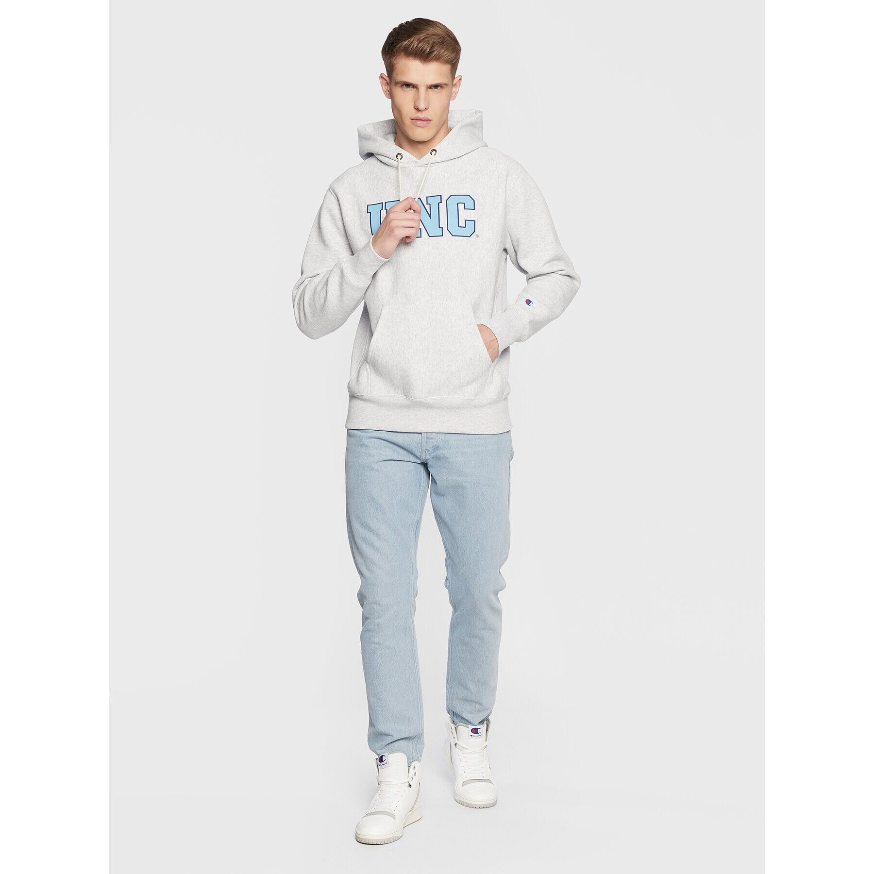 Champion Bluză University Logo 218349 Gri Custom Fit - Pled.ro