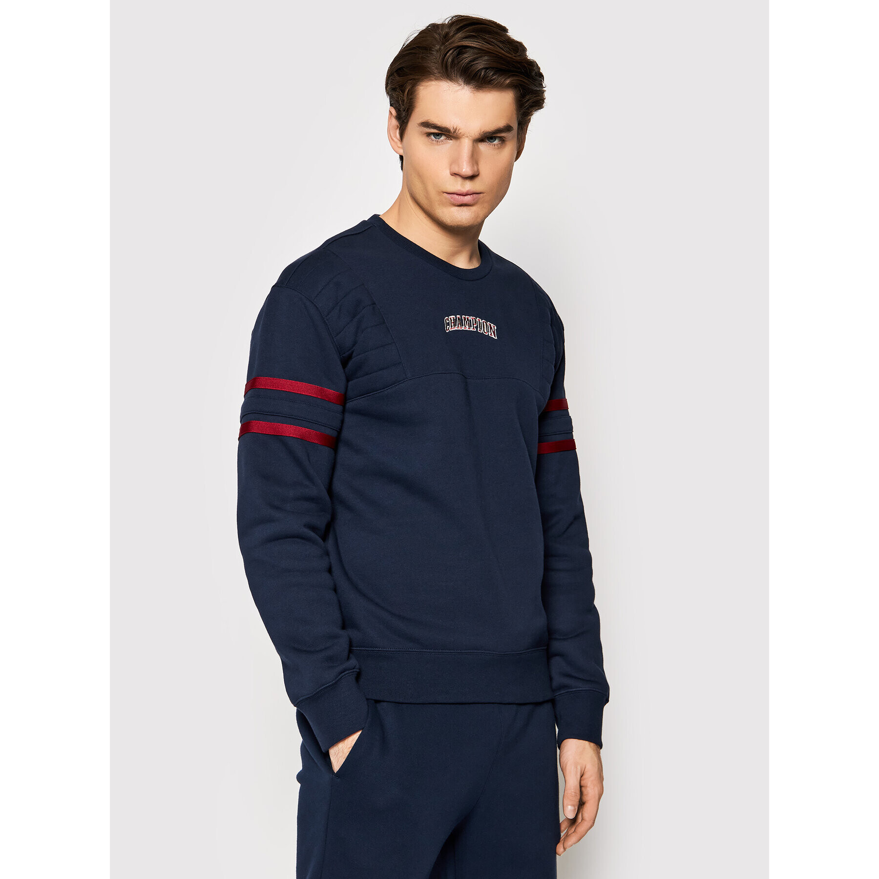 Champion Bluză Varsity Script Logo 216578 Bleumarin Custom Fit - Pled.ro