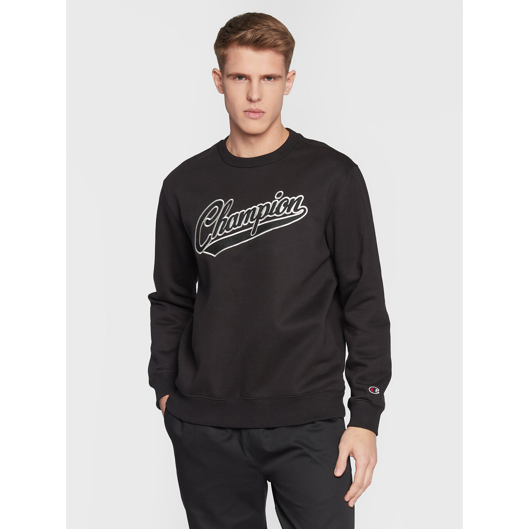 Champion Bluză Varsity Script Logo 217888 Negru Regular Fit - Pled.ro