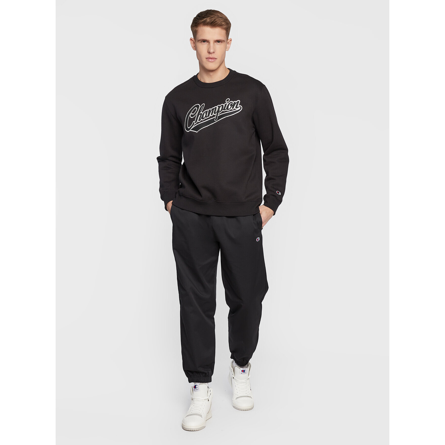 Champion Bluză Varsity Script Logo 217888 Negru Regular Fit - Pled.ro