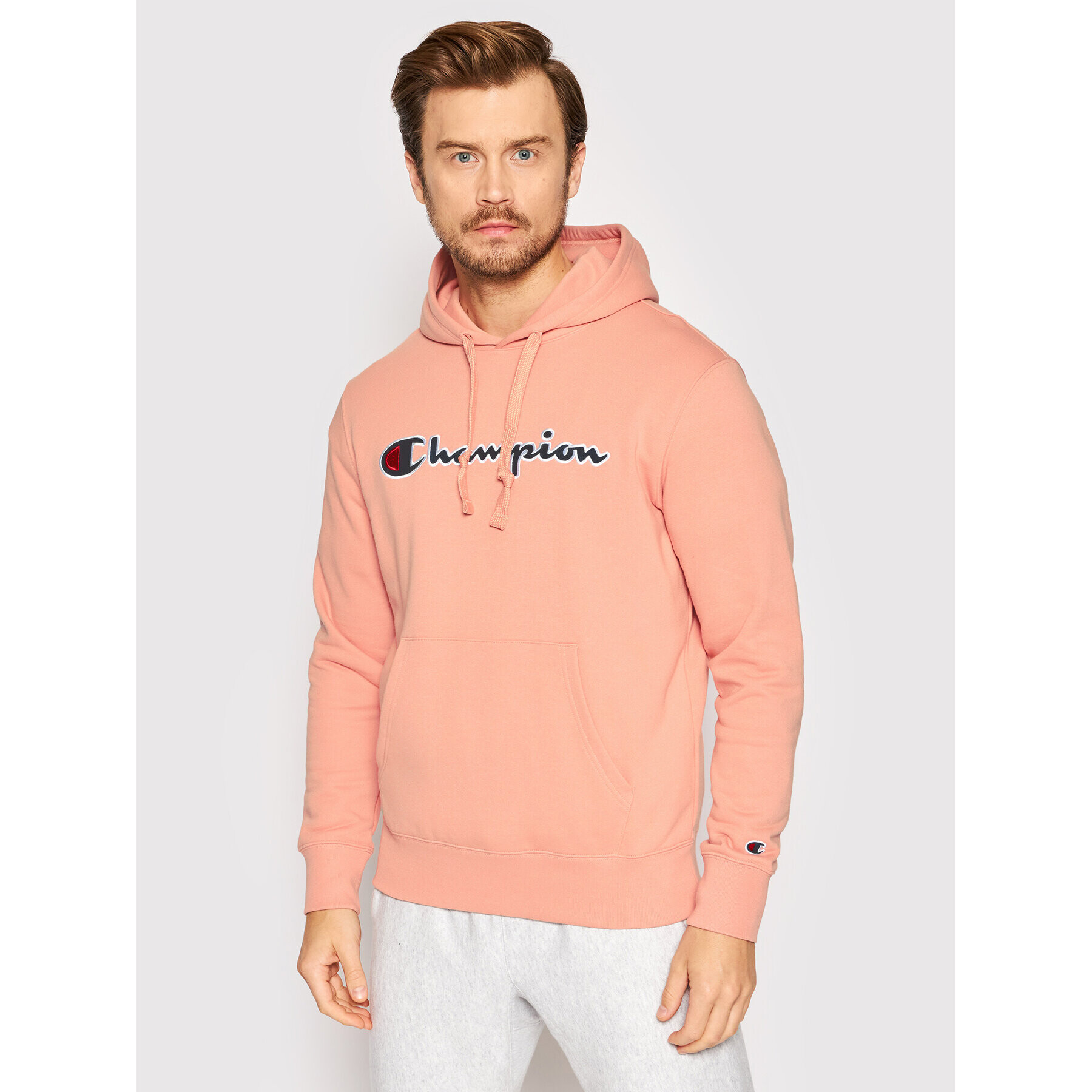 Champion Bluză Embroidered Script Logo 217060 Roz Custom Fit - Pled.ro