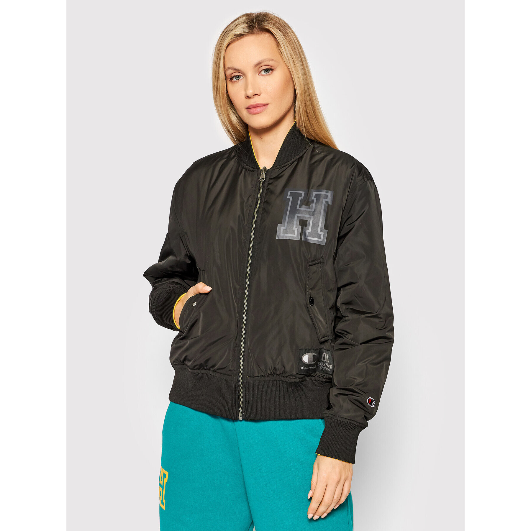 Champion Geacă bomber Unisex STRANGER THINGS Hawkins 217754 Galben Regular Fit - Pled.ro