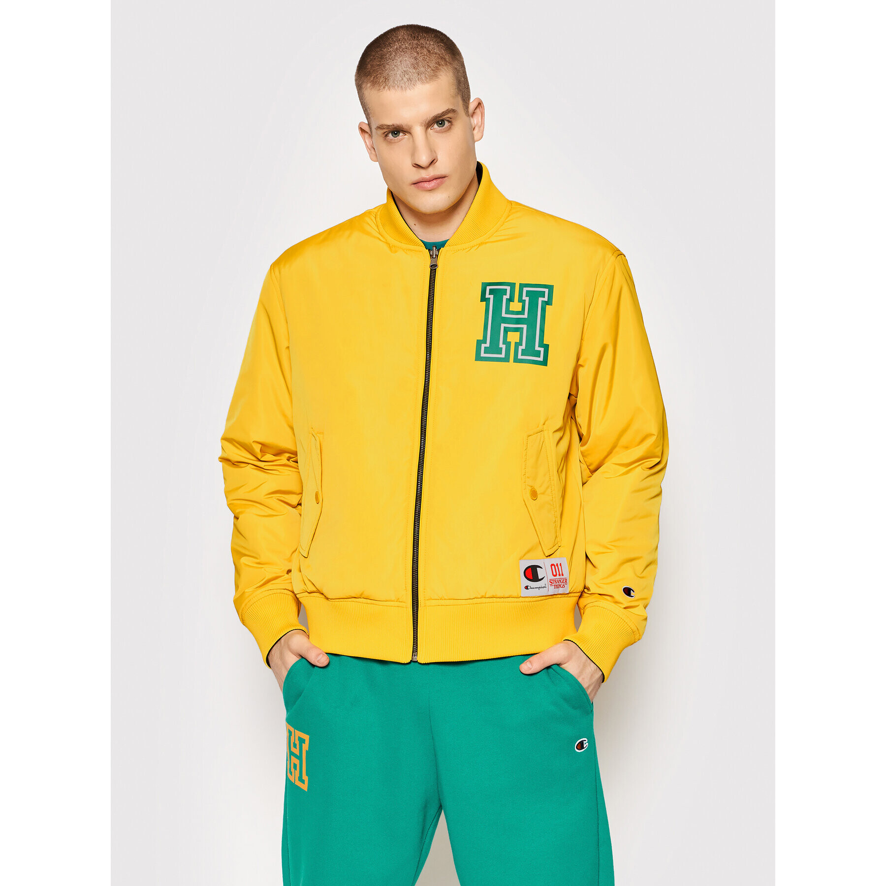 Champion Geacă bomber Unisex STRANGER THINGS Hawkins 217754 Galben Regular Fit - Pled.ro