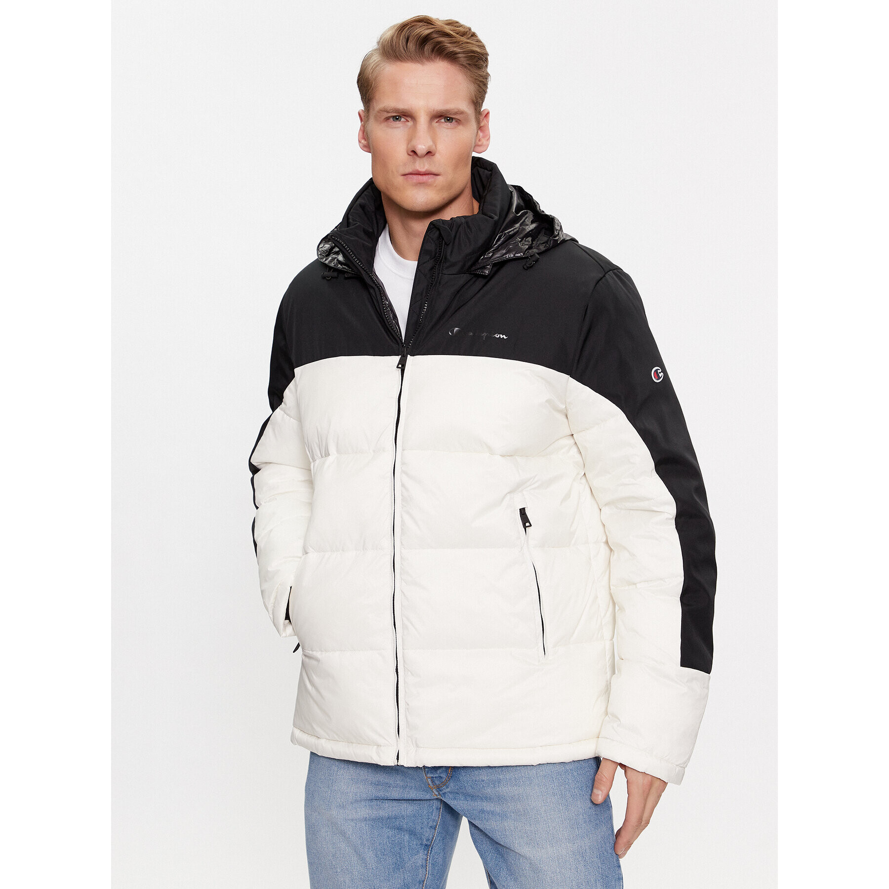 Champion Geacă din puf Jacket 219191 Écru Regular Fit - Pled.ro