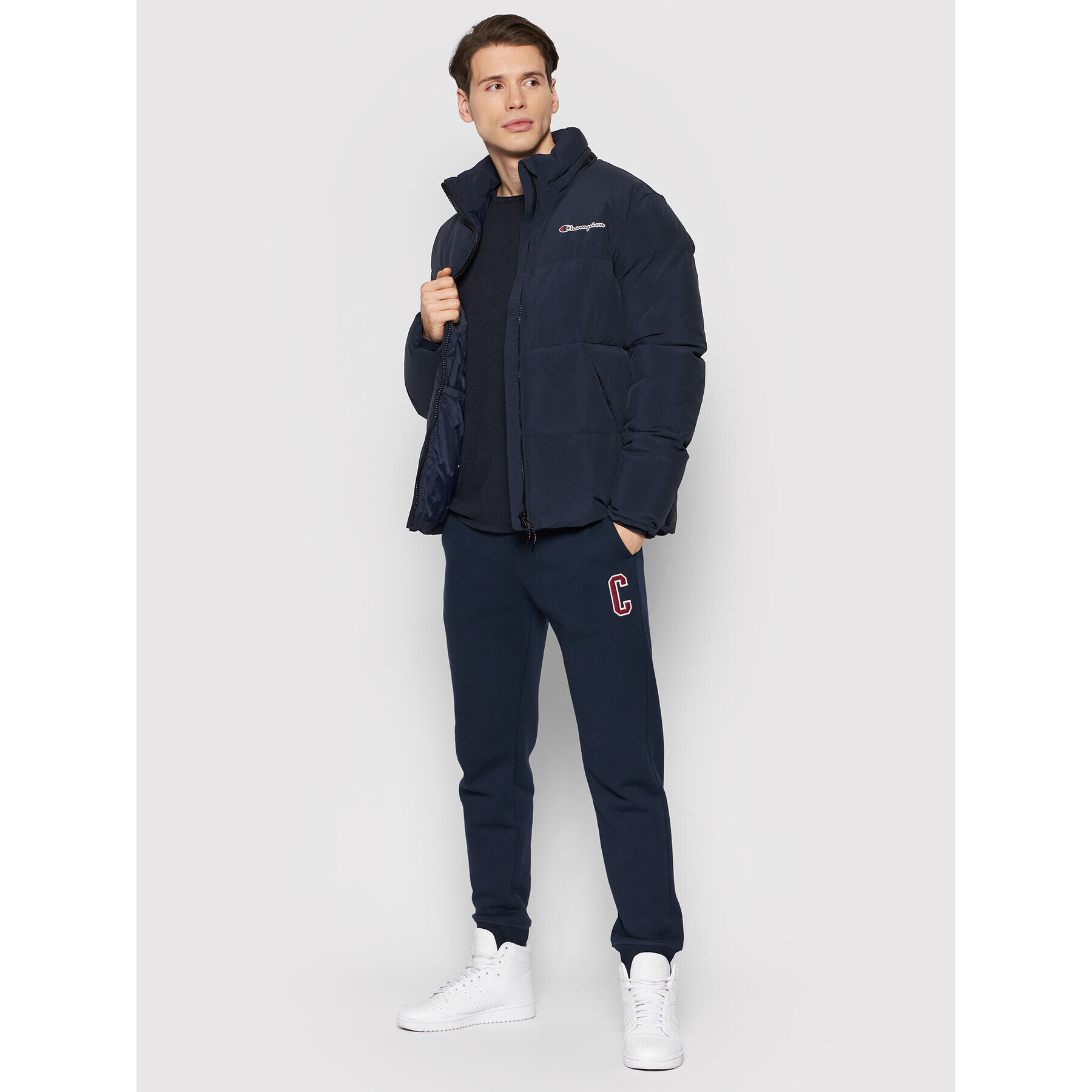 Champion Geacă din puf Logo Script 216953 Bleumarin Regular Fit - Pled.ro