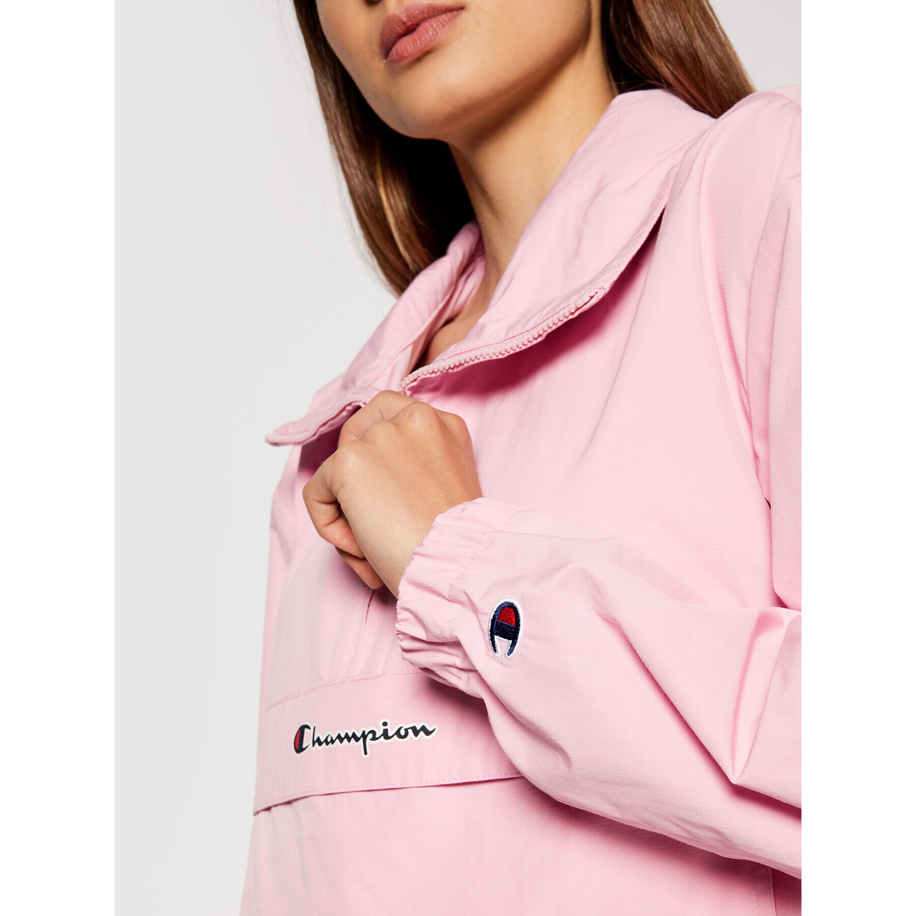 Champion Geacă fără fermoar Script Logo 114170 Roz Regular Fit - Pled.ro