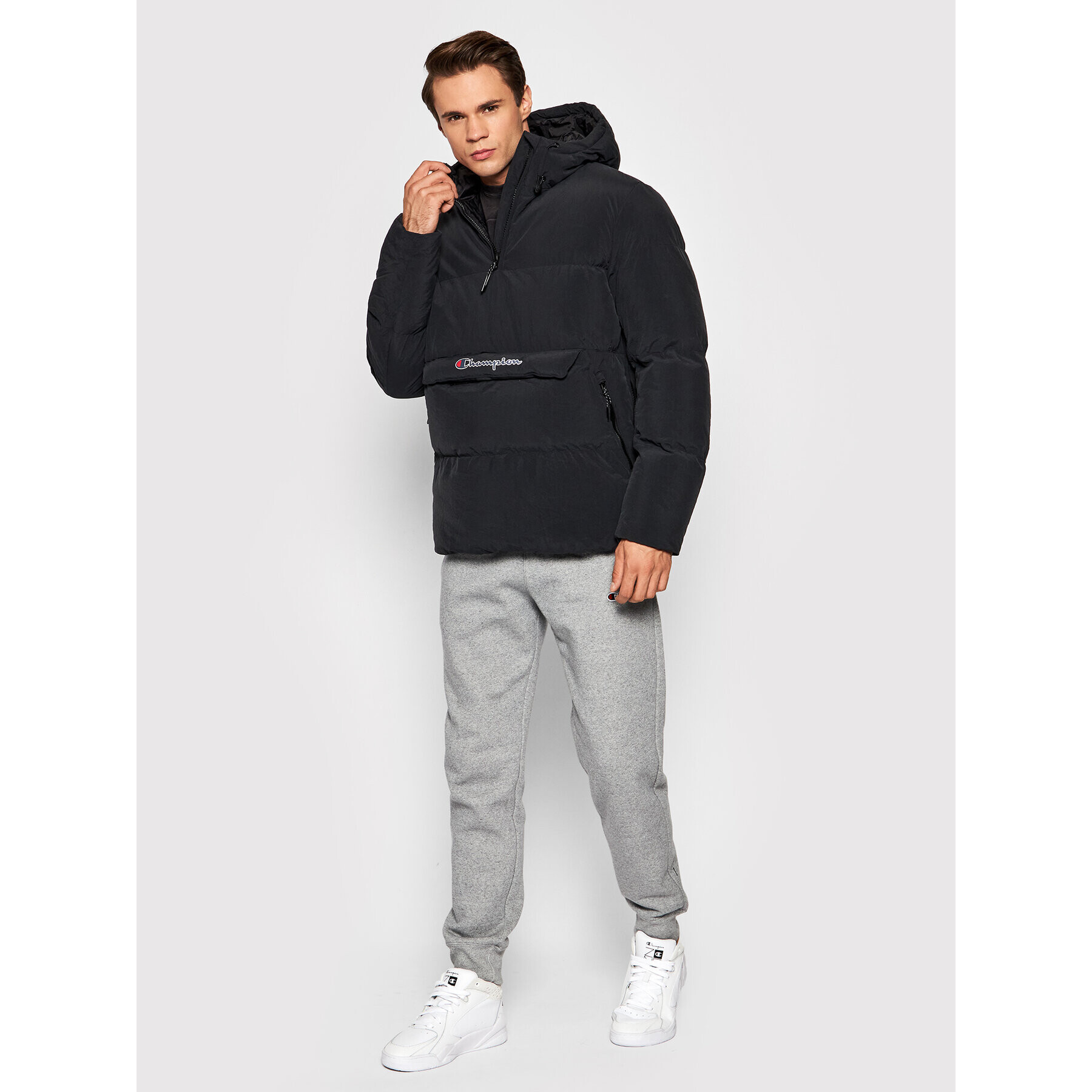 Champion Geacă fără fermoar Script Logo 216733 Negru Regular Fit - Pled.ro