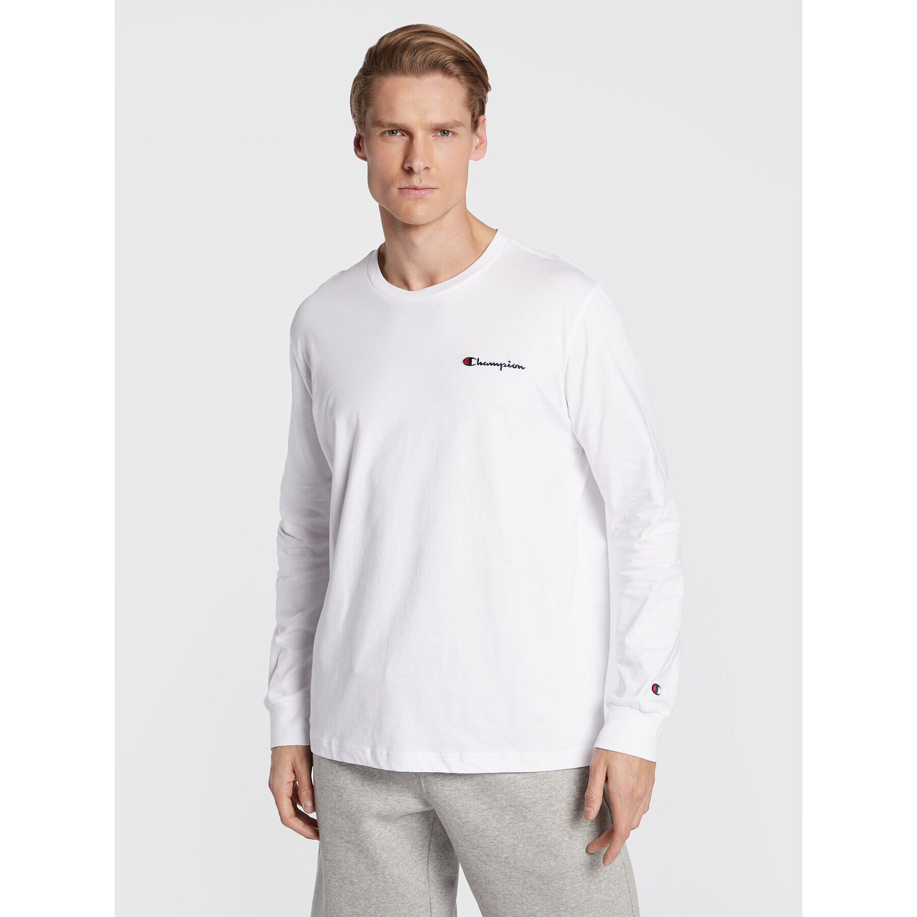 Champion Longsleeve Crewneck 217868 Alb Regular Fit - Pled.ro